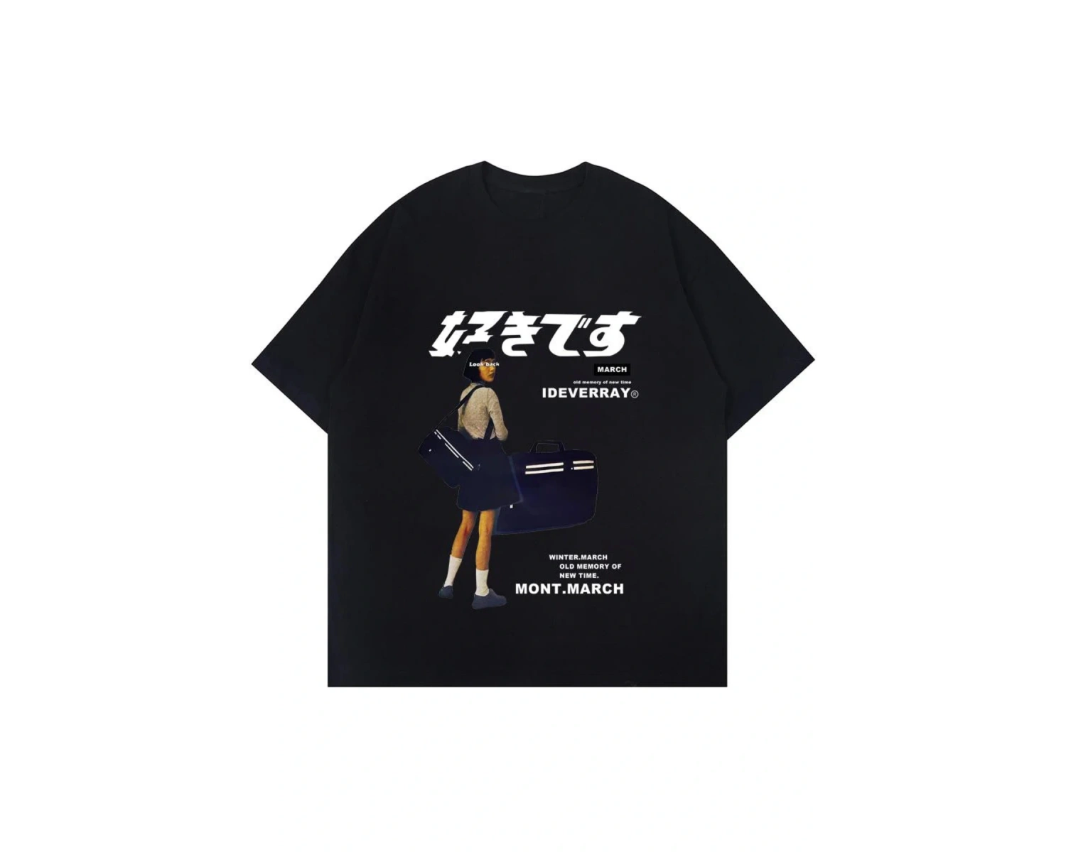 Beyaz Harajuku Japon Kanji Baskı TShirt Yaz Tees Tops Hip Hop str