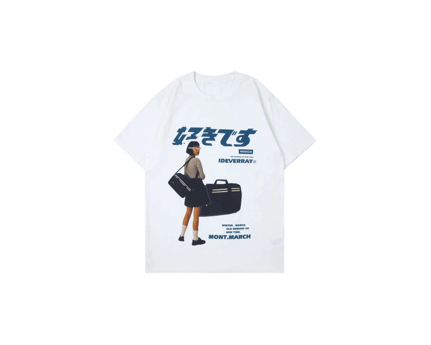 Beyaz Harajuku Japon Kanji Baskı TShirt Yaz Tees Tops Hip Hop str