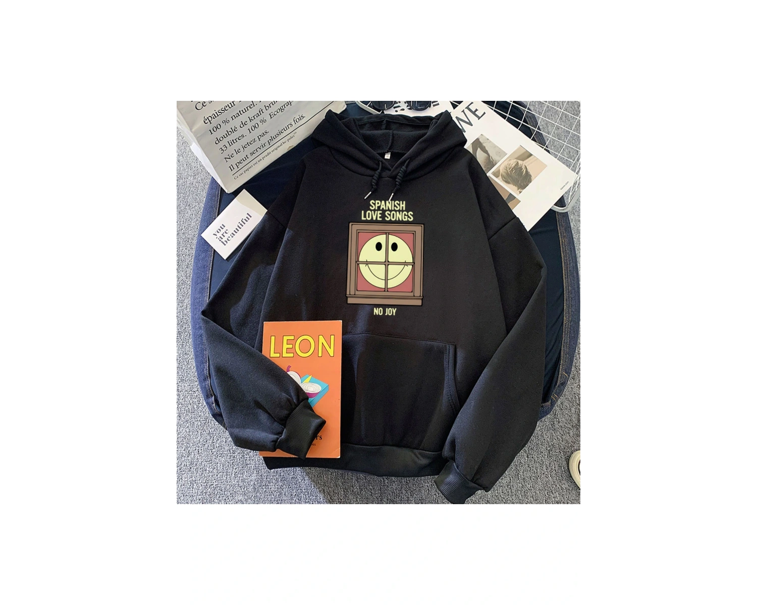 Beyaz Hip Hop Unisex Hoodies İspanyol aşk kıları bant Ropa Mujer Ropa d