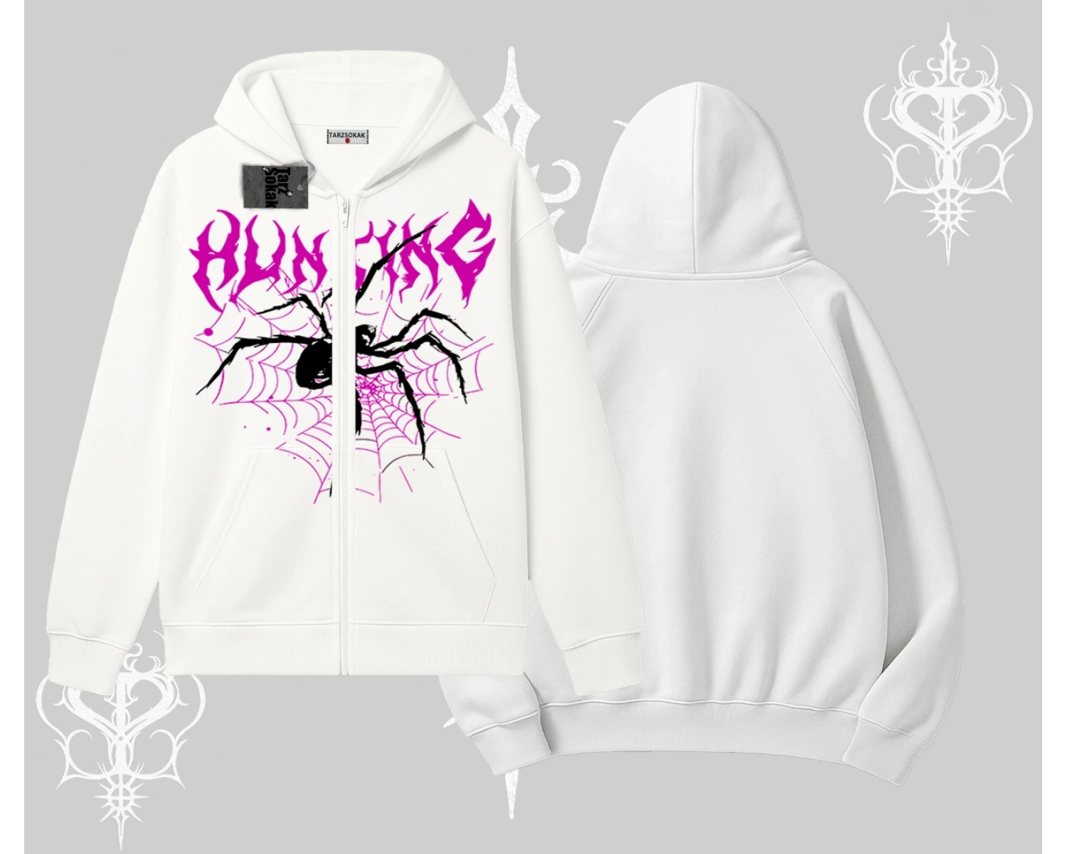Beyaz Hırka Sweatshirt Autumn Spider