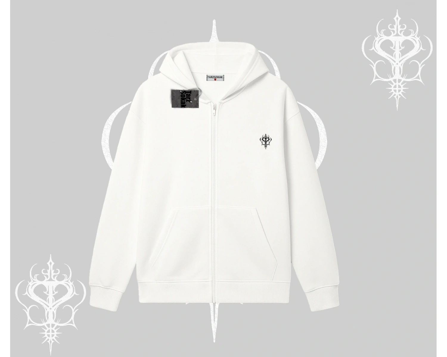 Beyaz Hırka Sweatshirt Özel logolu