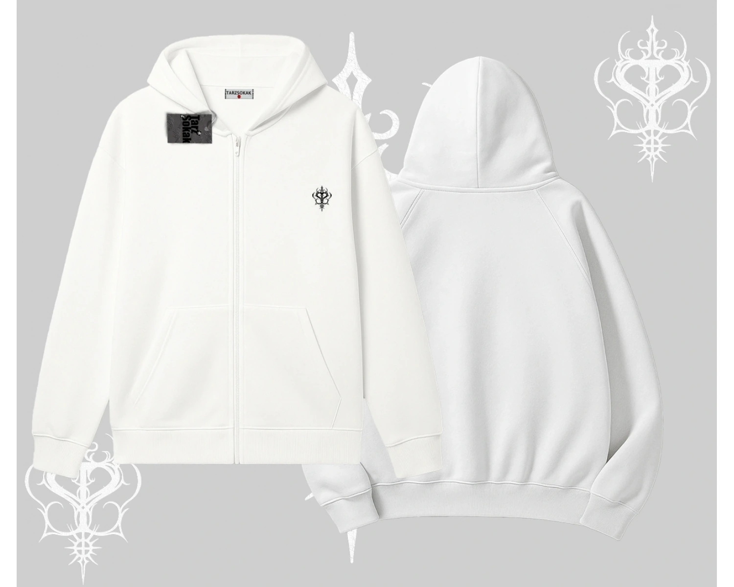 Beyaz Hırka Sweatshirt Özel logolu