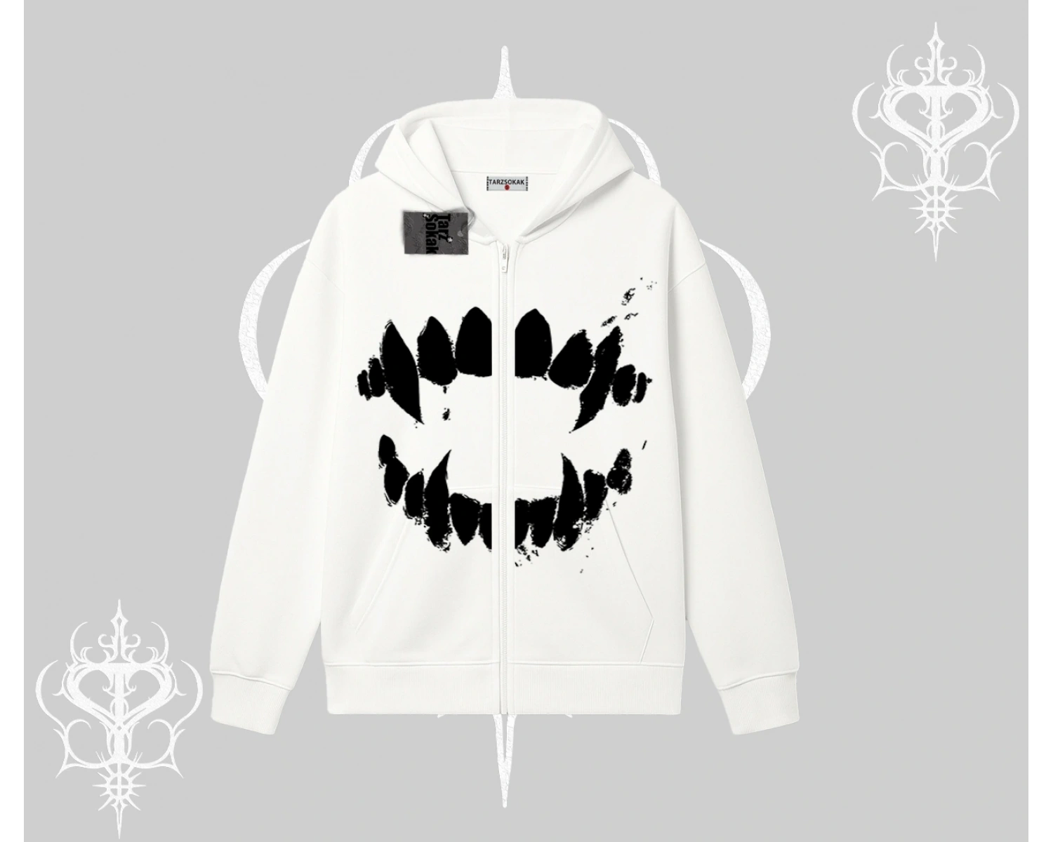 Beyaz Hırka Sweatshirt Vampir Dış