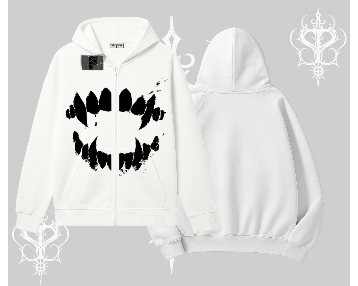 Beyaz Hırka Sweatshirt Vampir Dış