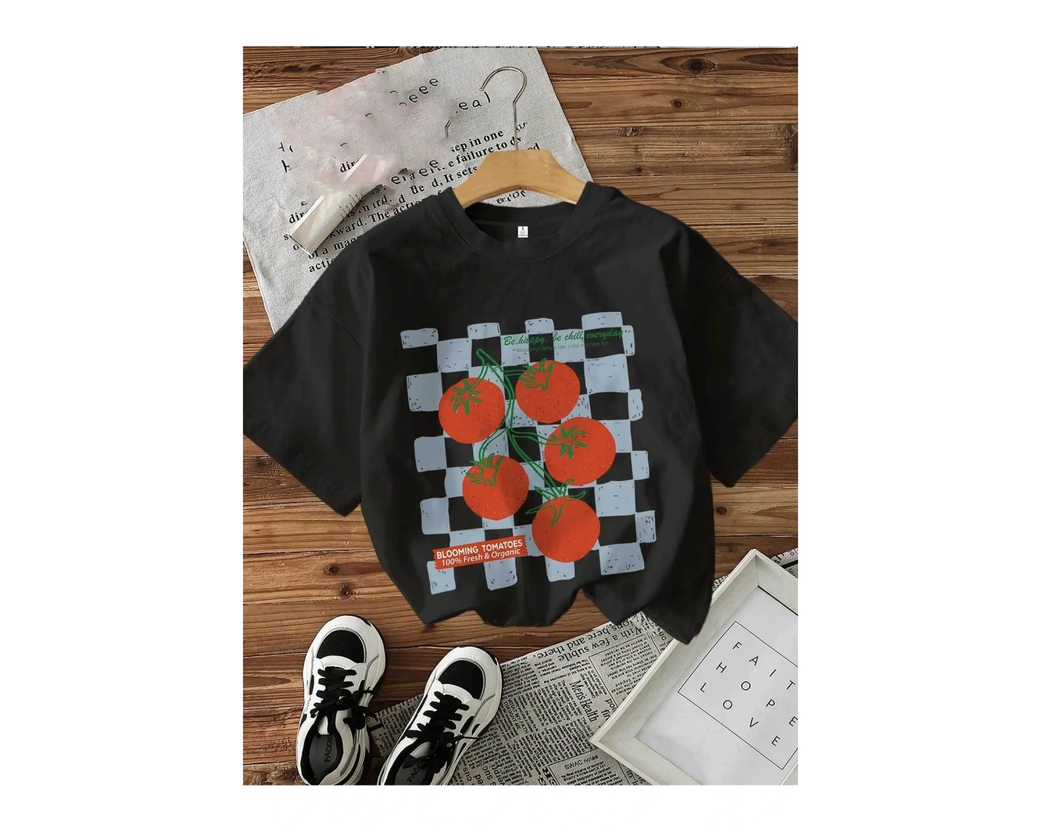 Beyaz İtalyan Domates askı Sevimli Tee Ek