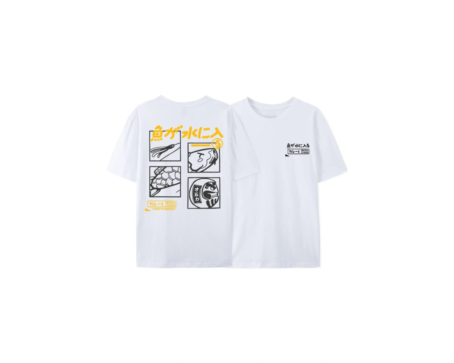 Beyaz Japon Retro Balık Gevşek BF Tarzı Çift Öğrenci Yarım kollu Üst