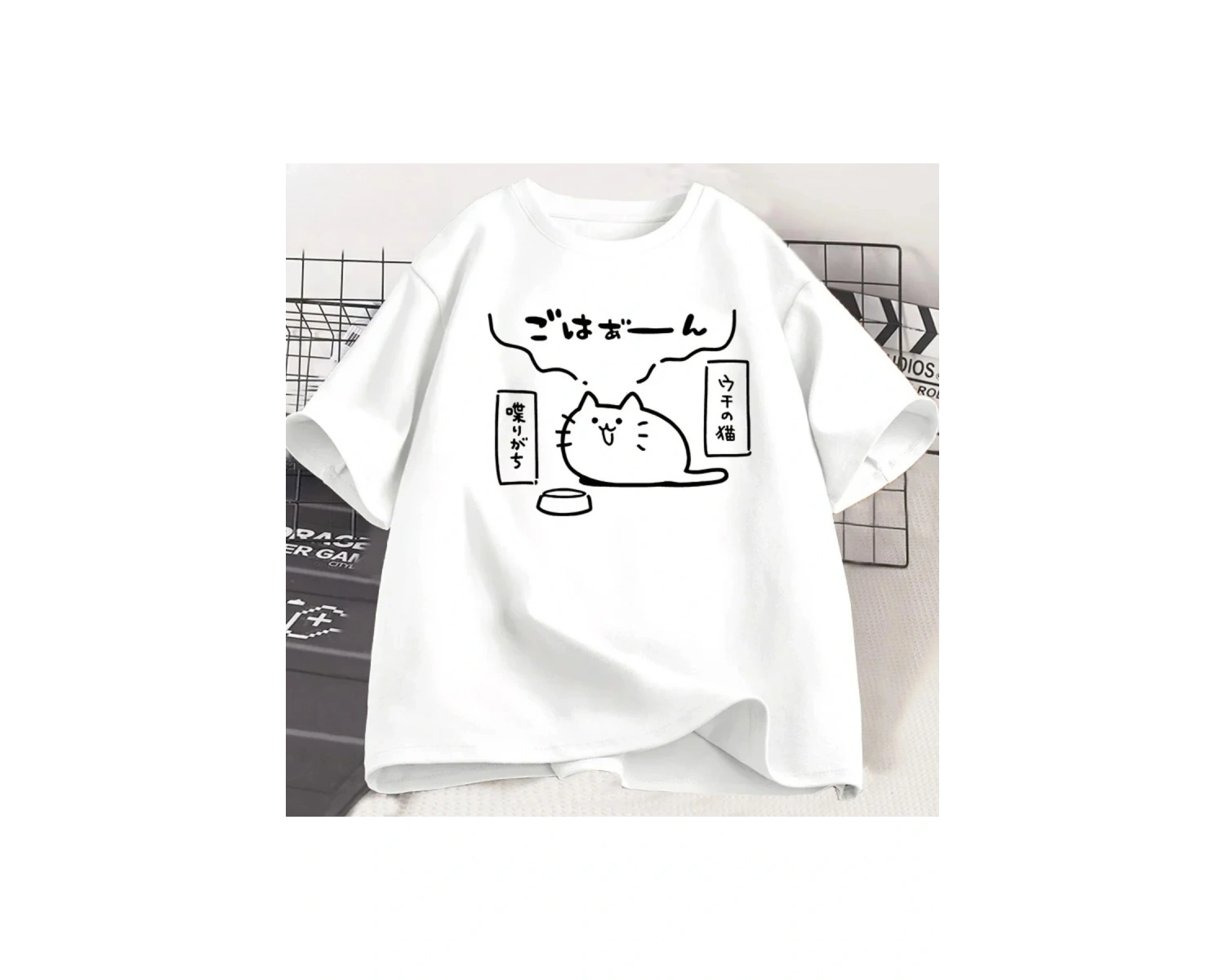 Beyaz Japon Tarzı Kedi Baskılı lar için Trendy bol kadı