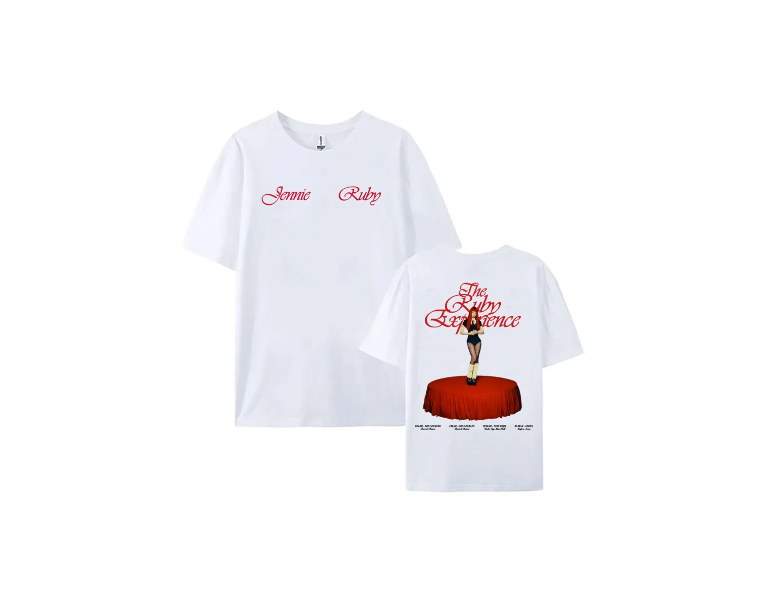 Beyaz Jennie Yakut Deneyimi Tshirt Kore Şarkıcı Yakut 1st Stüdyo Albümü Yaz Yuvarlak