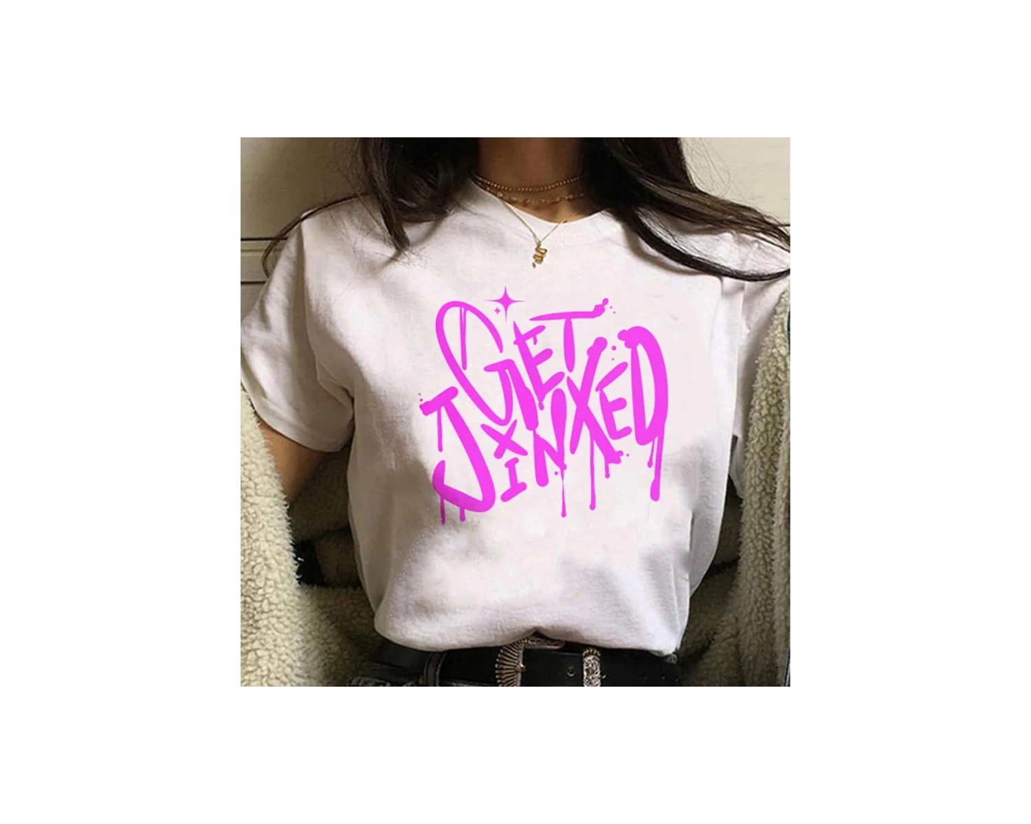 Beyaz Jinx Arcane Maymun Anime Cosplay Tees Unisex Grunge Estetik Ka