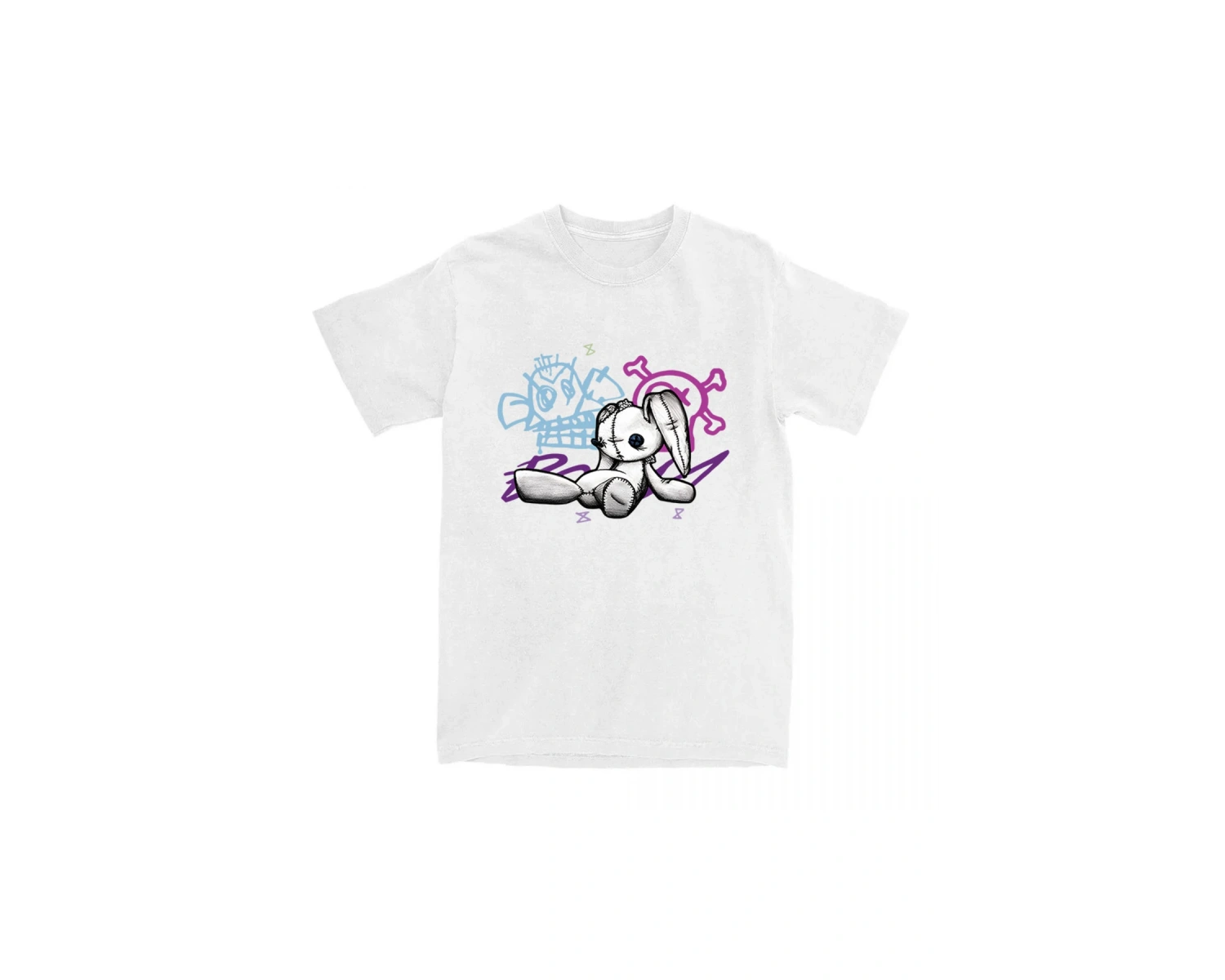 Beyaz Jinx Arcane Monkey Unisex Streetwear Grunge Aesthetic Short Sleeve Cotton T