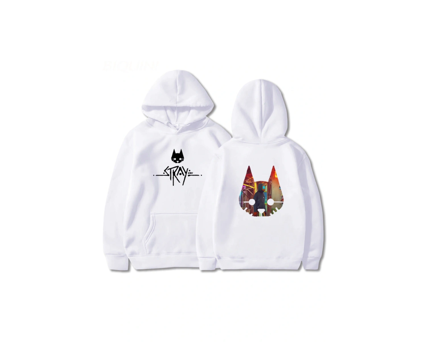 Beyaz Kaçak Oyun Kedi Anime Hoodie Sıcak Oyuni Büyük Boy Ti