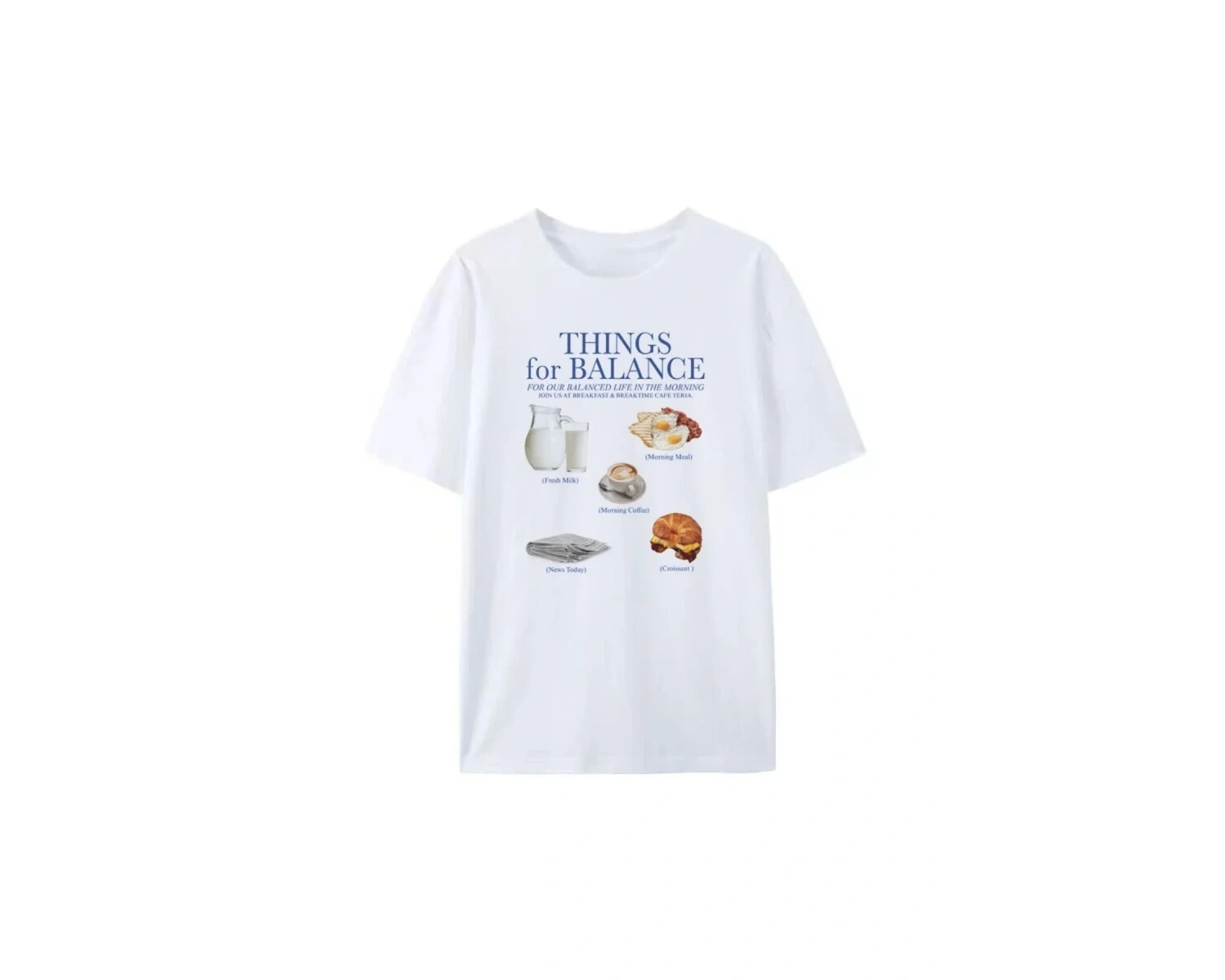 Beyaz Kahvaltı Kore Sokak Y2k Estetik Grafik Tees Sevimli Gıda Unis