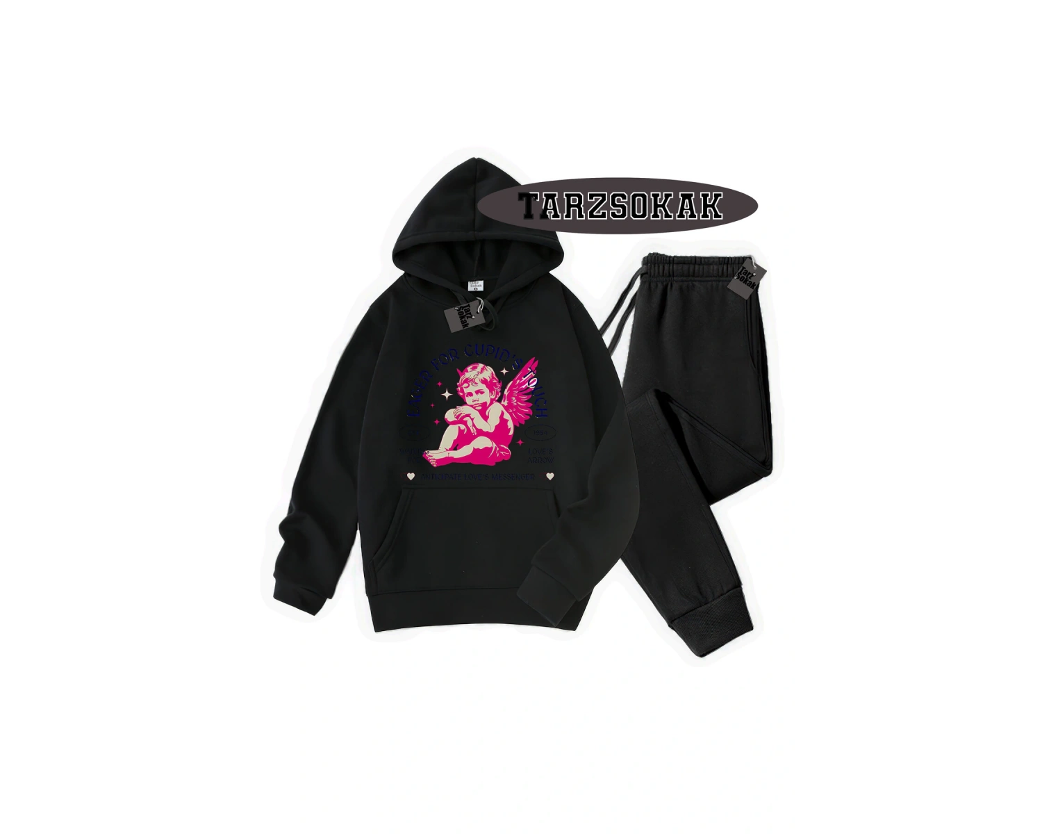 Beyaz Kapşonlu Eager Detaylı ikili TAKIM