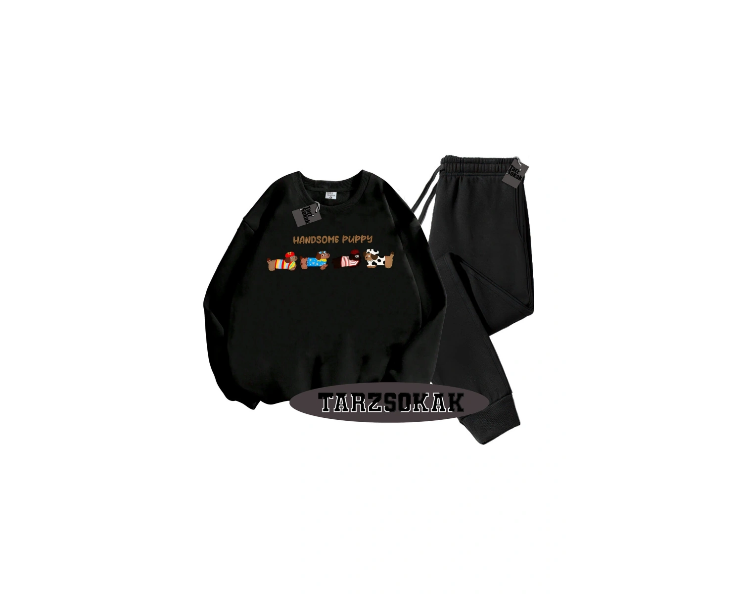 Beyaz Kapşonlu Handsome Detaylı ikili TAKIM