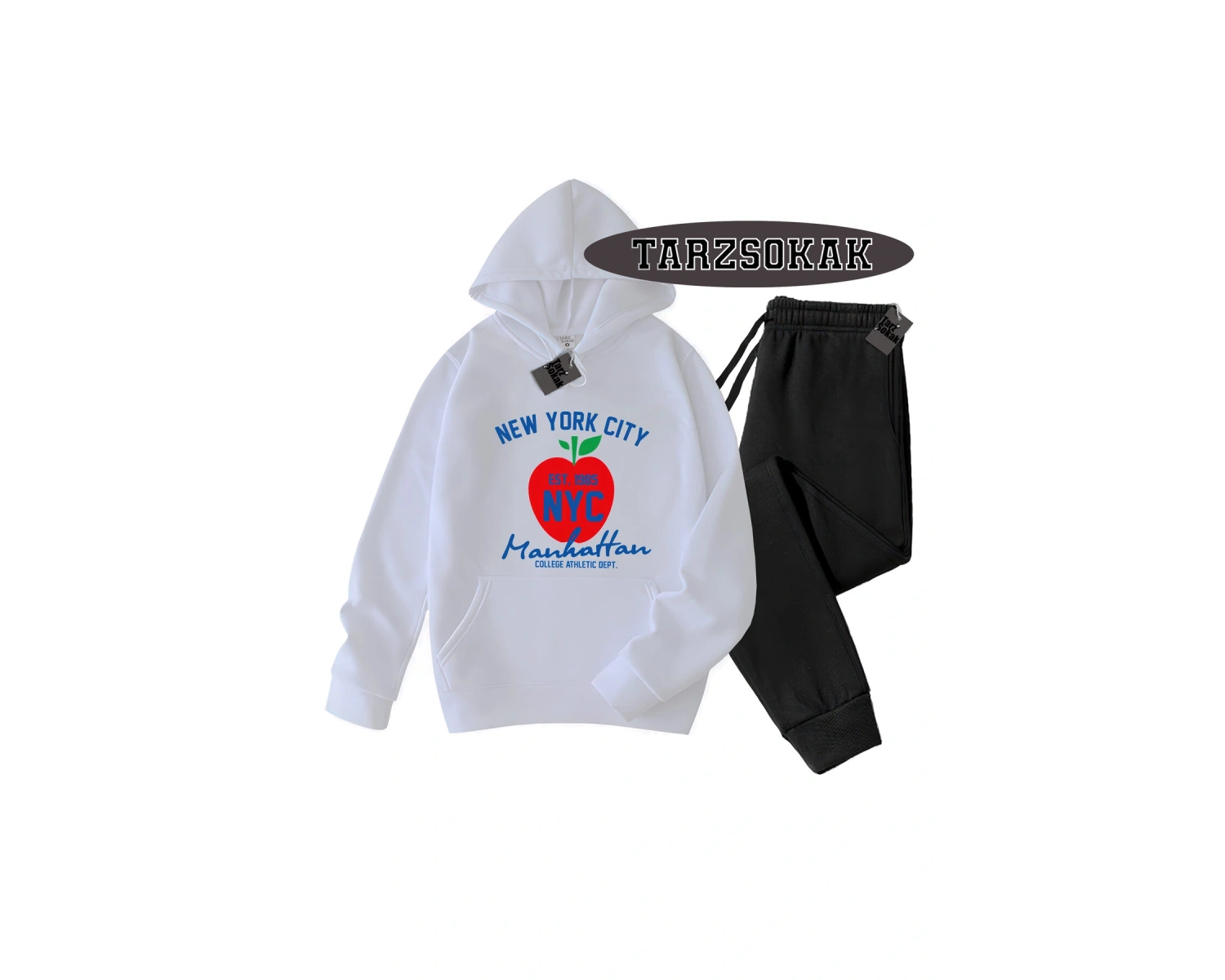 Beyaz Kapşonlu Nyces Detaylı ikili TAKIM