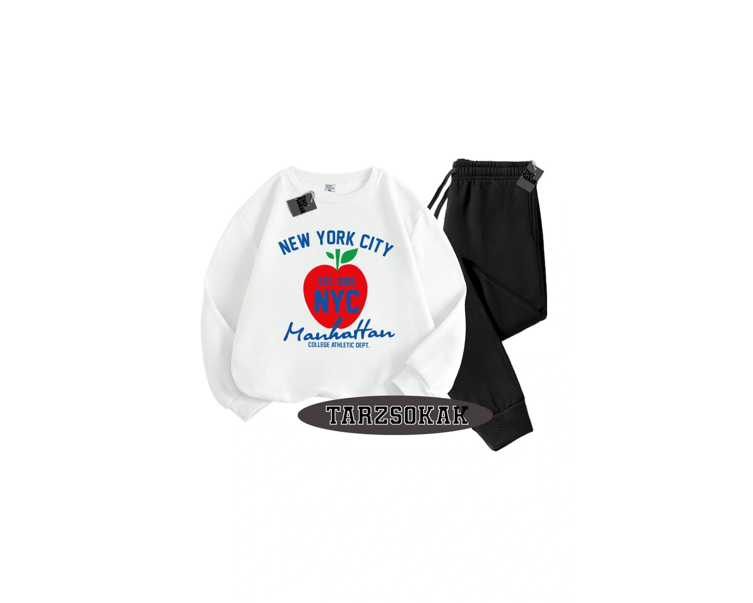 Beyaz Kapşonlu Nyces Detaylı ikili TAKIM