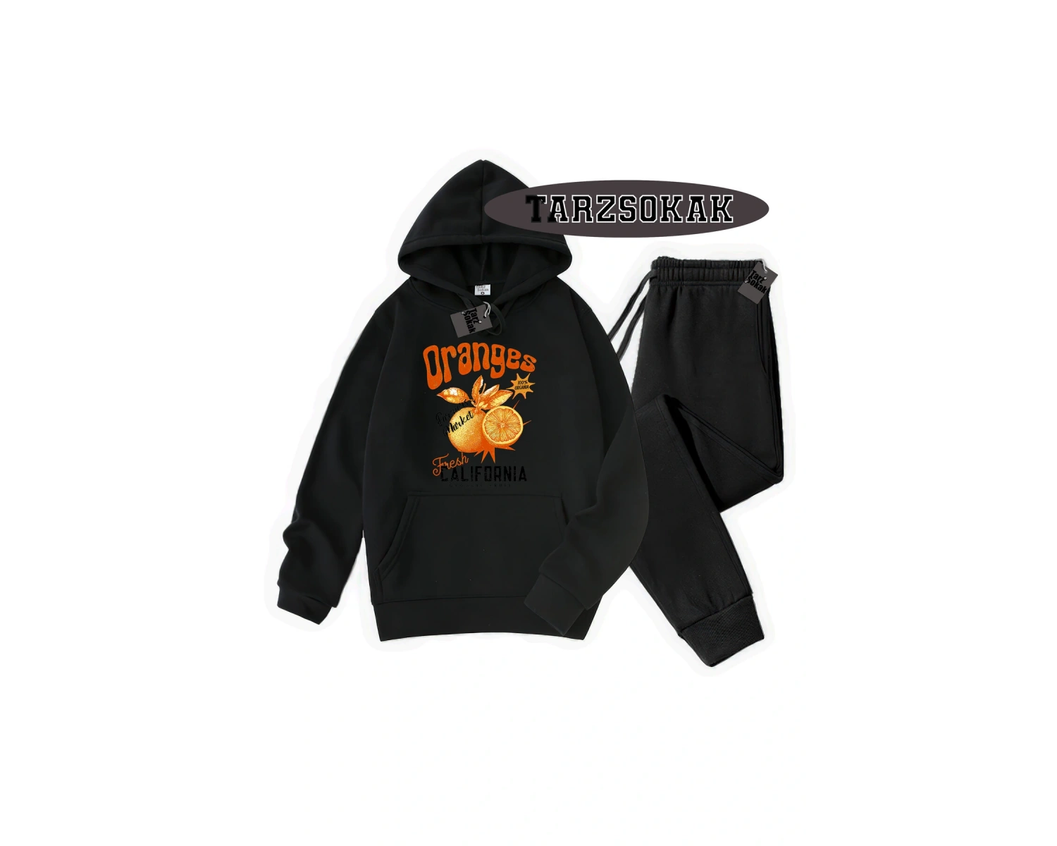 Beyaz Kapşonlu Oranges Detaylı ikili TAKIM