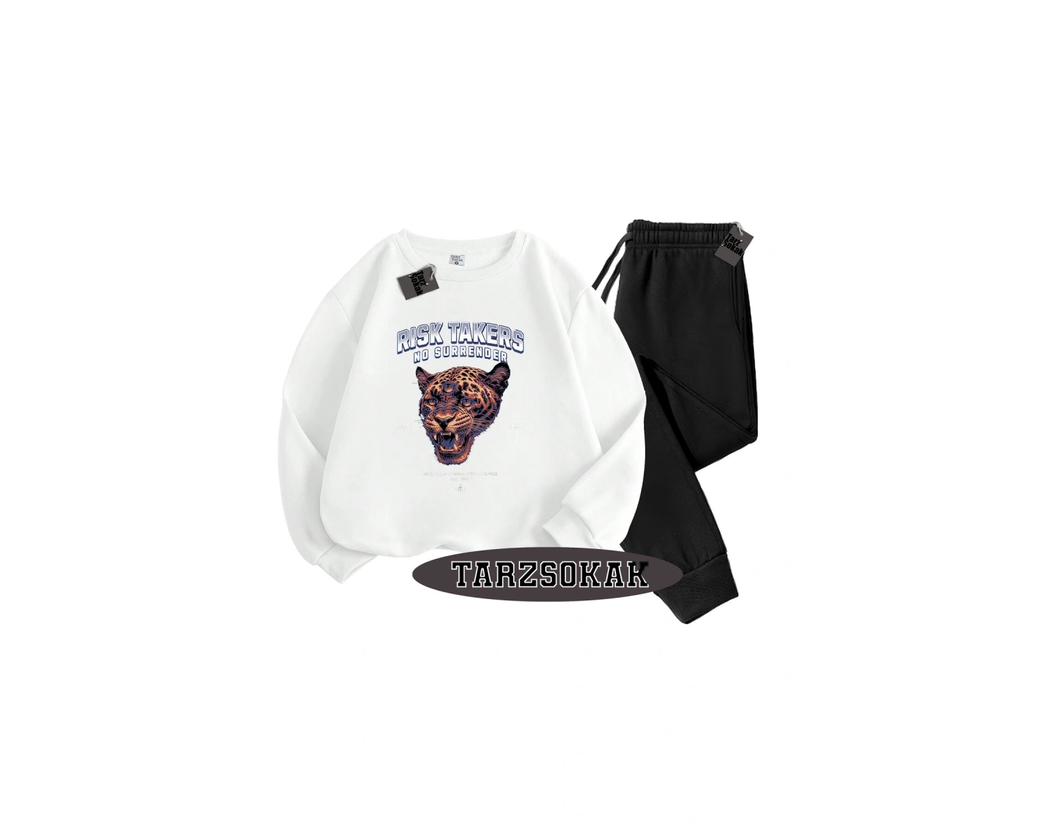 Beyaz Kapşonlu Reason Detaylı ikili TAKIM