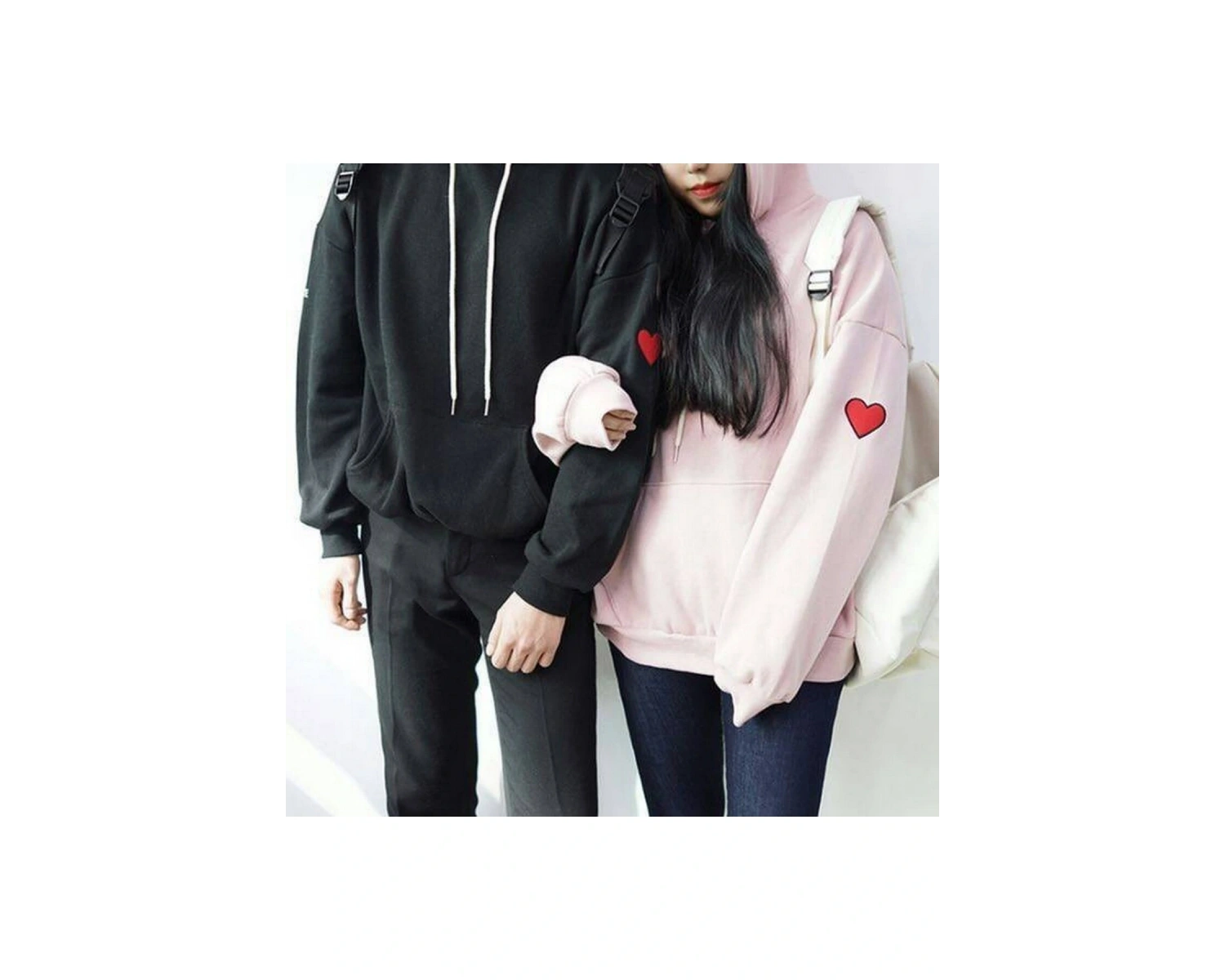 Beyaz Kapşonlu Sweatshirt Çift Sevgili Kombinleri Couple Clothing