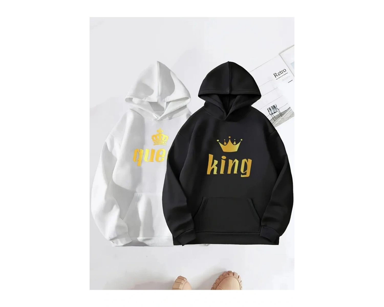 Beyaz Kapşonlu Sweatshirt Çift Sevgili Kombinleri Couple Clothing