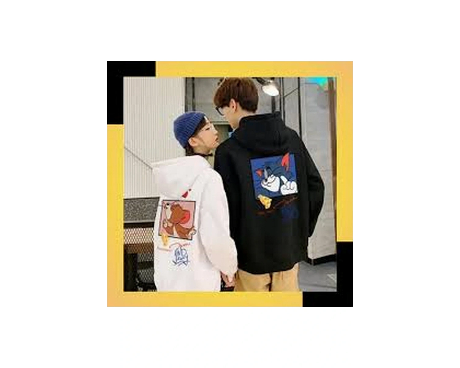 Beyaz Kapşonlu Sweatshirt Çift Sevgili Kombinleri Couple Clothing