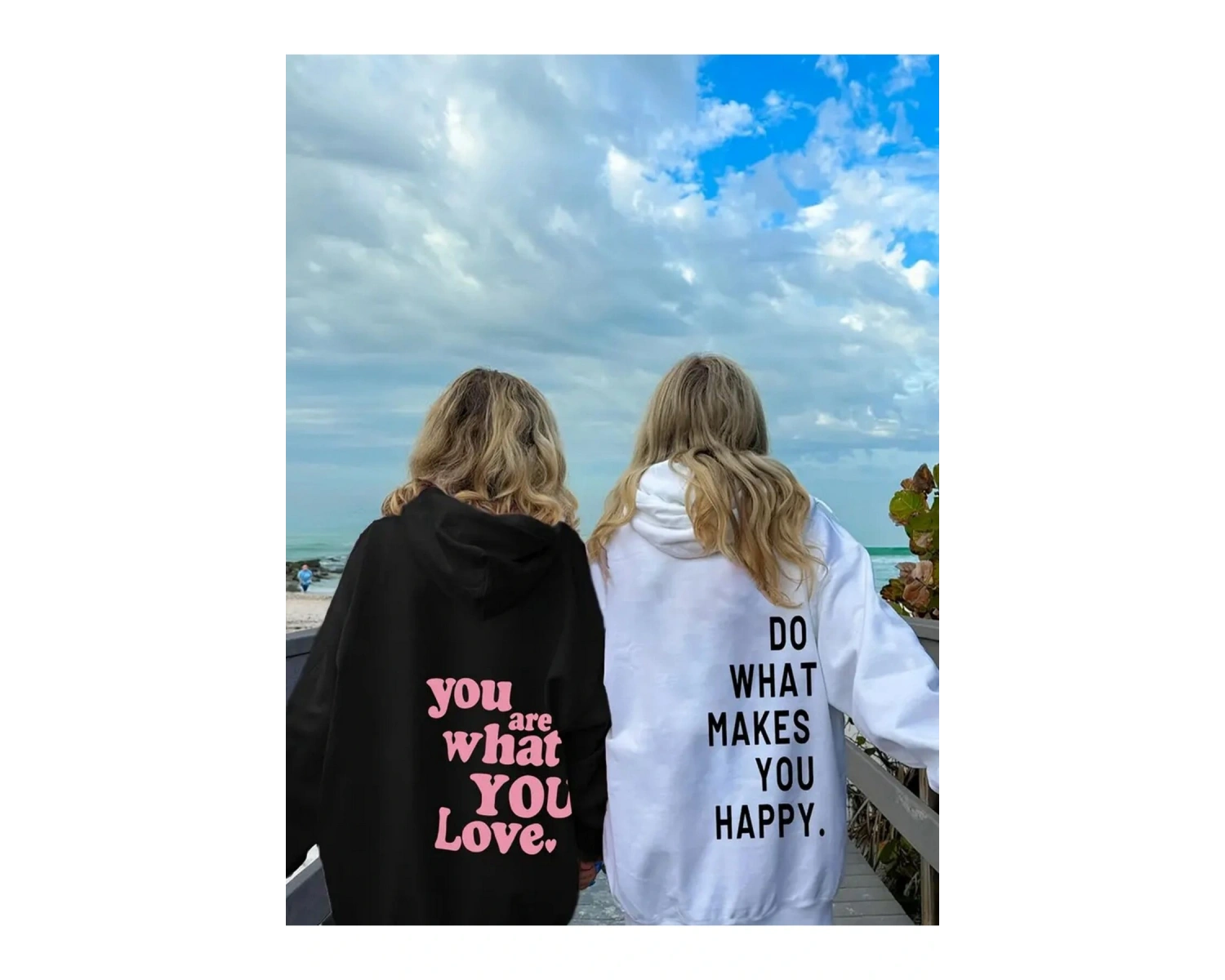Beyaz Kapşonlu Sweatshirt Çift Sevgili Kombinleri Couple Clothing