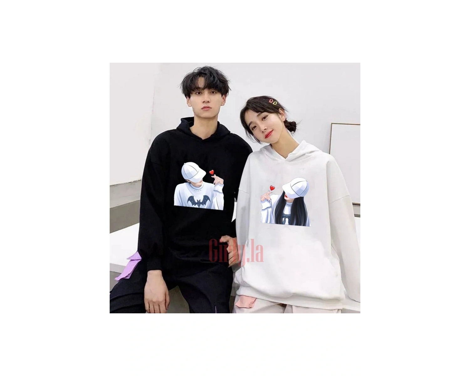 Beyaz Kapşonlu Sweatshirt Çift Sevgili Kombinleri Couple Clothing