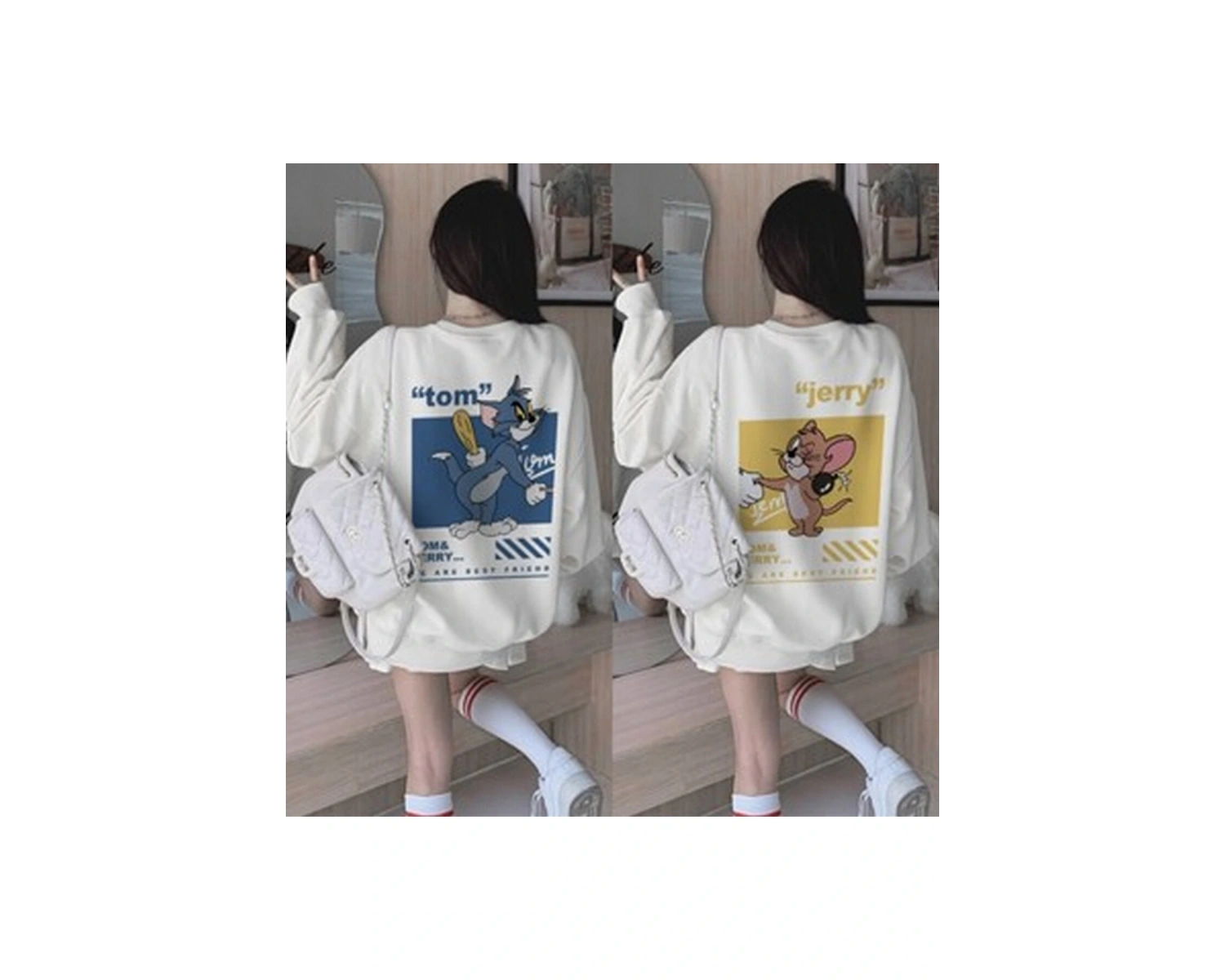 Beyaz Kapşonlu Sweatshirt Çift Sevgili Kombinleri Couple Clothing