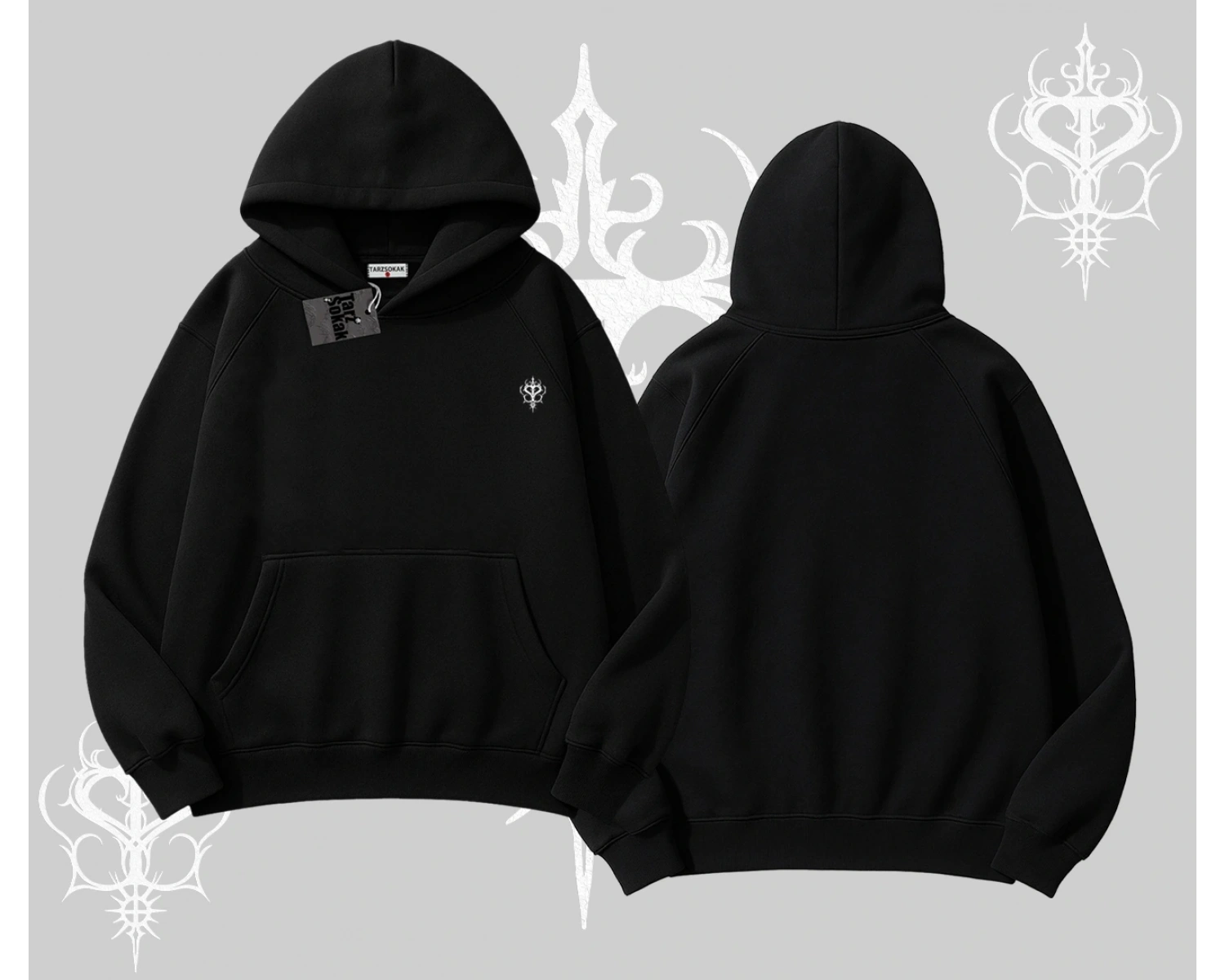 Beyaz Kapşonlu Sweatshirt Özel logolu