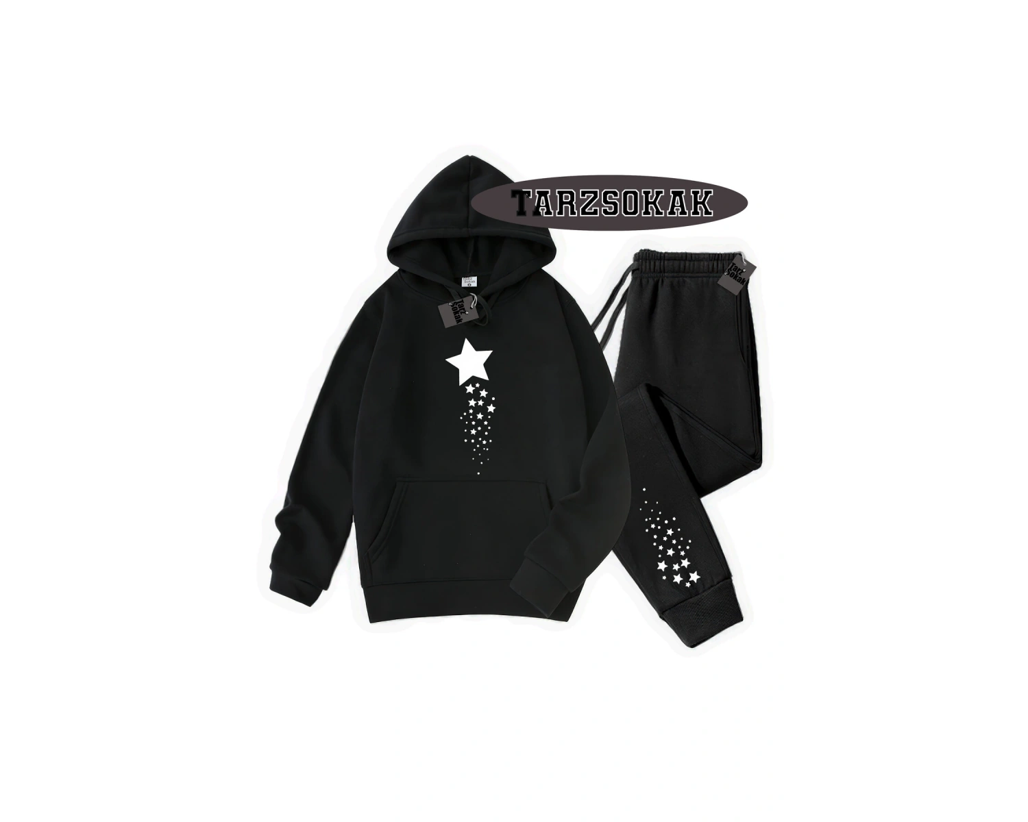 Beyaz Kapşonlu Yıldız Detaylı ikili TAKIM