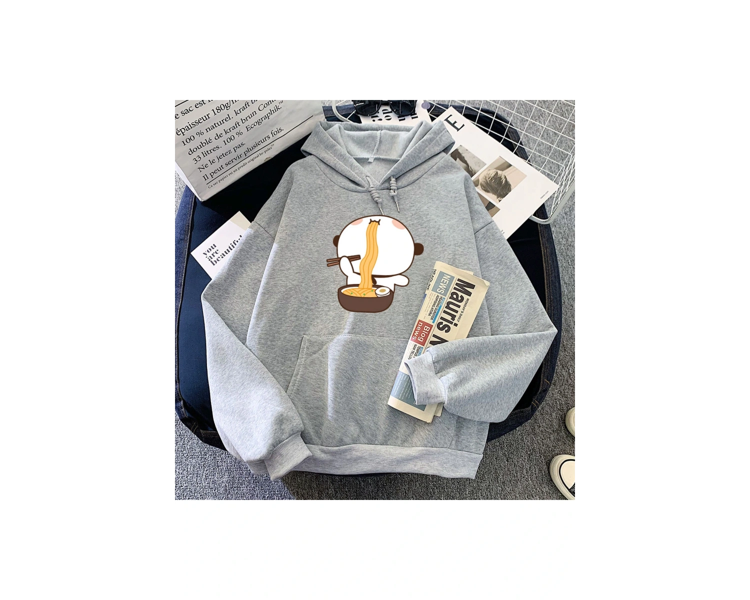 Beyaz Karikatür Panda Ayı Bubu DuduHoodies Yeme Ra Grafik Po