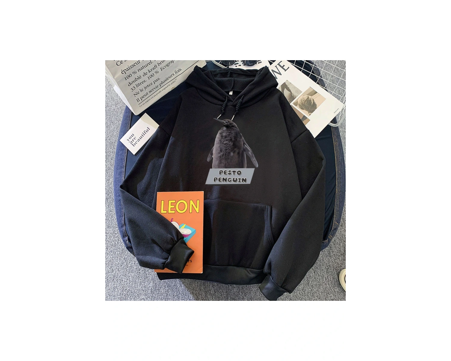 Beyaz Kawaii karikatür Pesto penguenHoodies Hoodies dera Mujer k