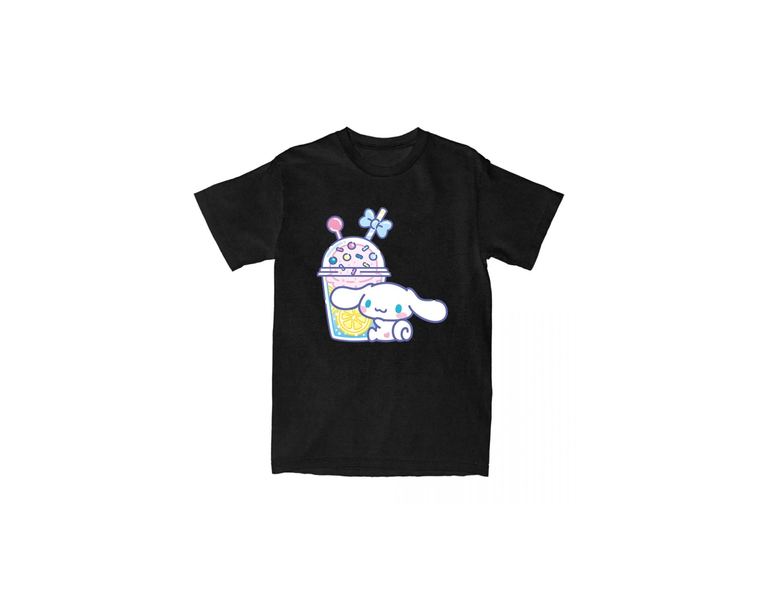 Beyaz Kawaii Köpek Grafik Baskı Yaz Unisex Sokak Tees Yumuşak Yuvarl