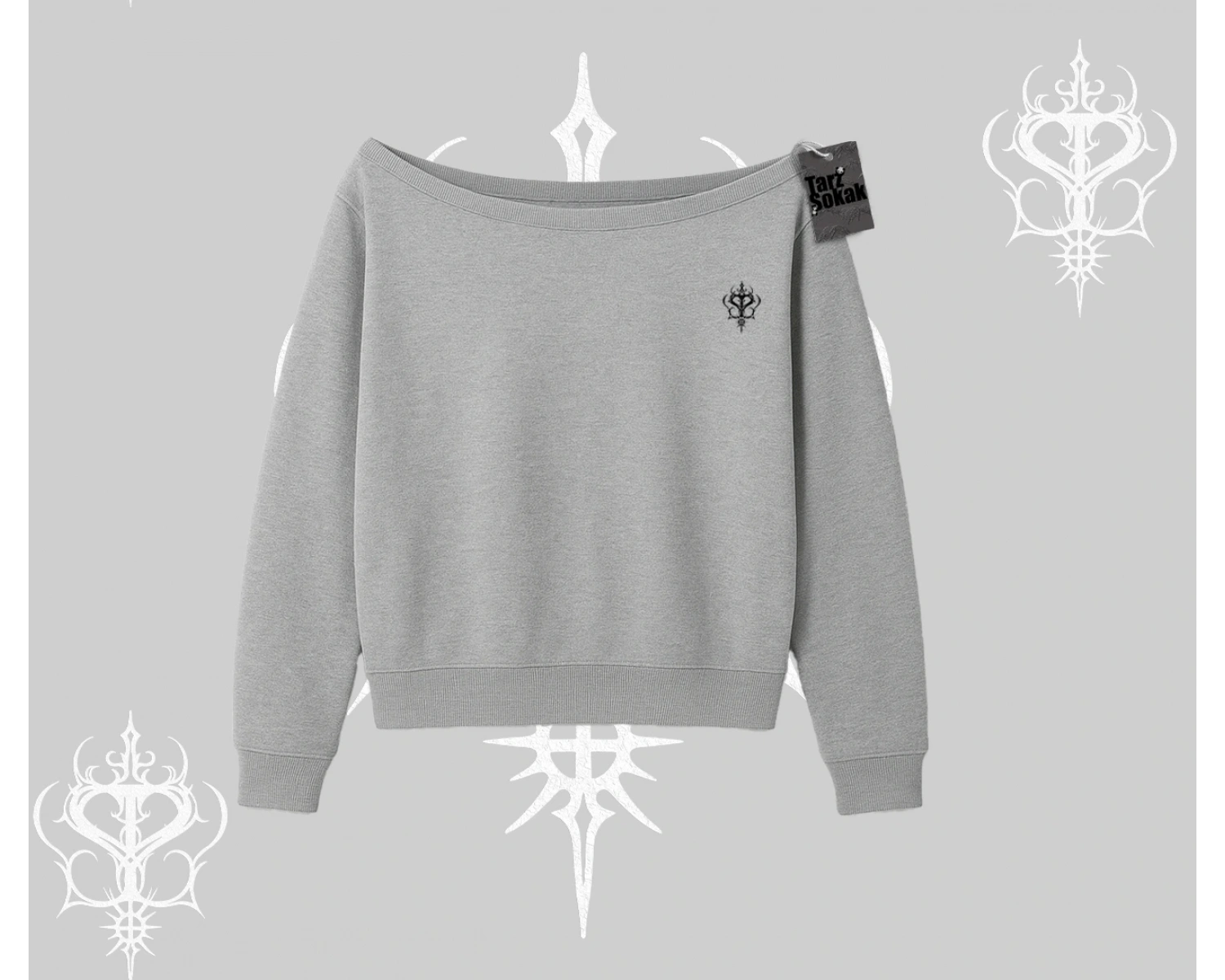 Beyaz Kayık Yaka Sweatshirt Özel logolu