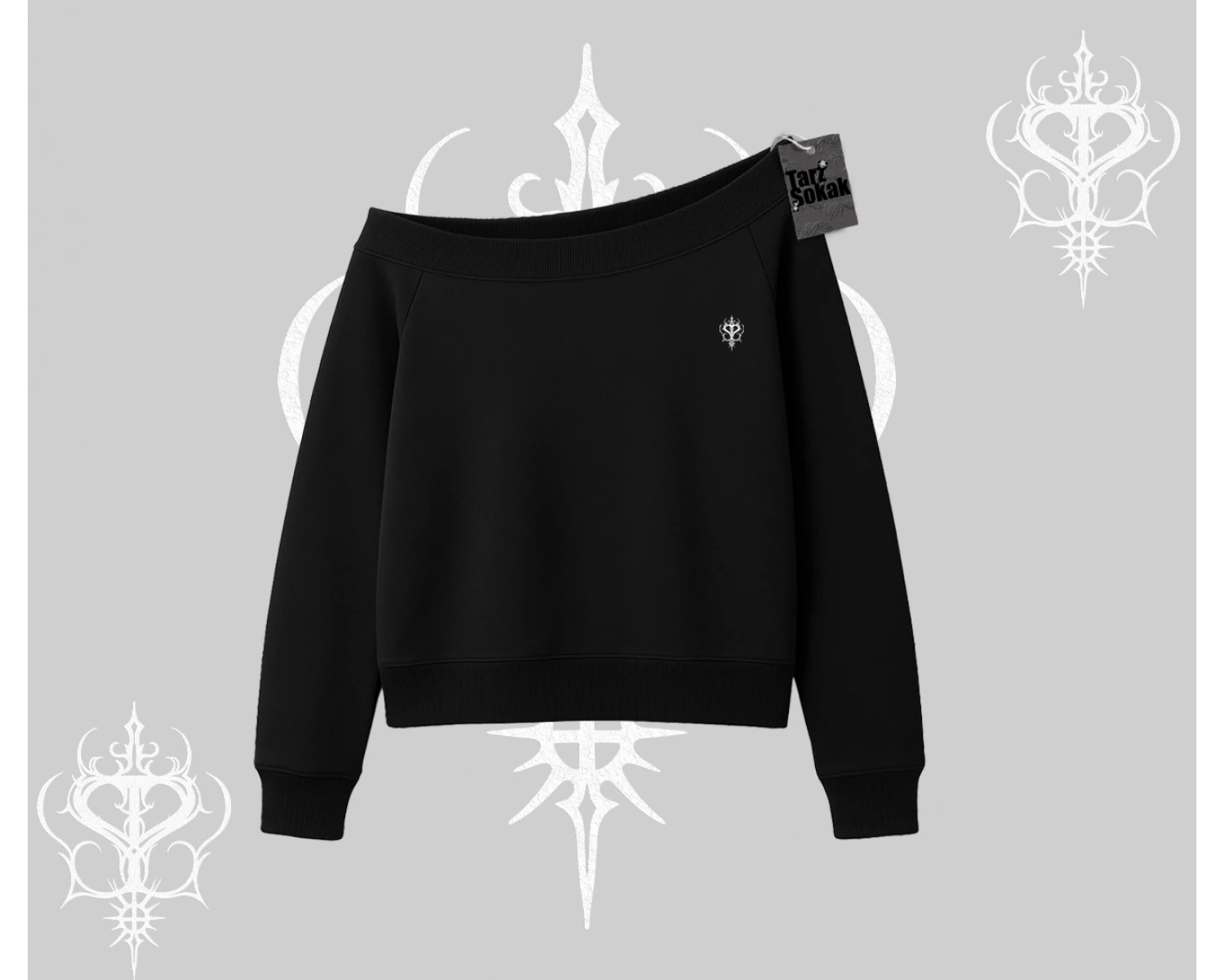 Beyaz Kayık Yaka Sweatshirt Özel logolu