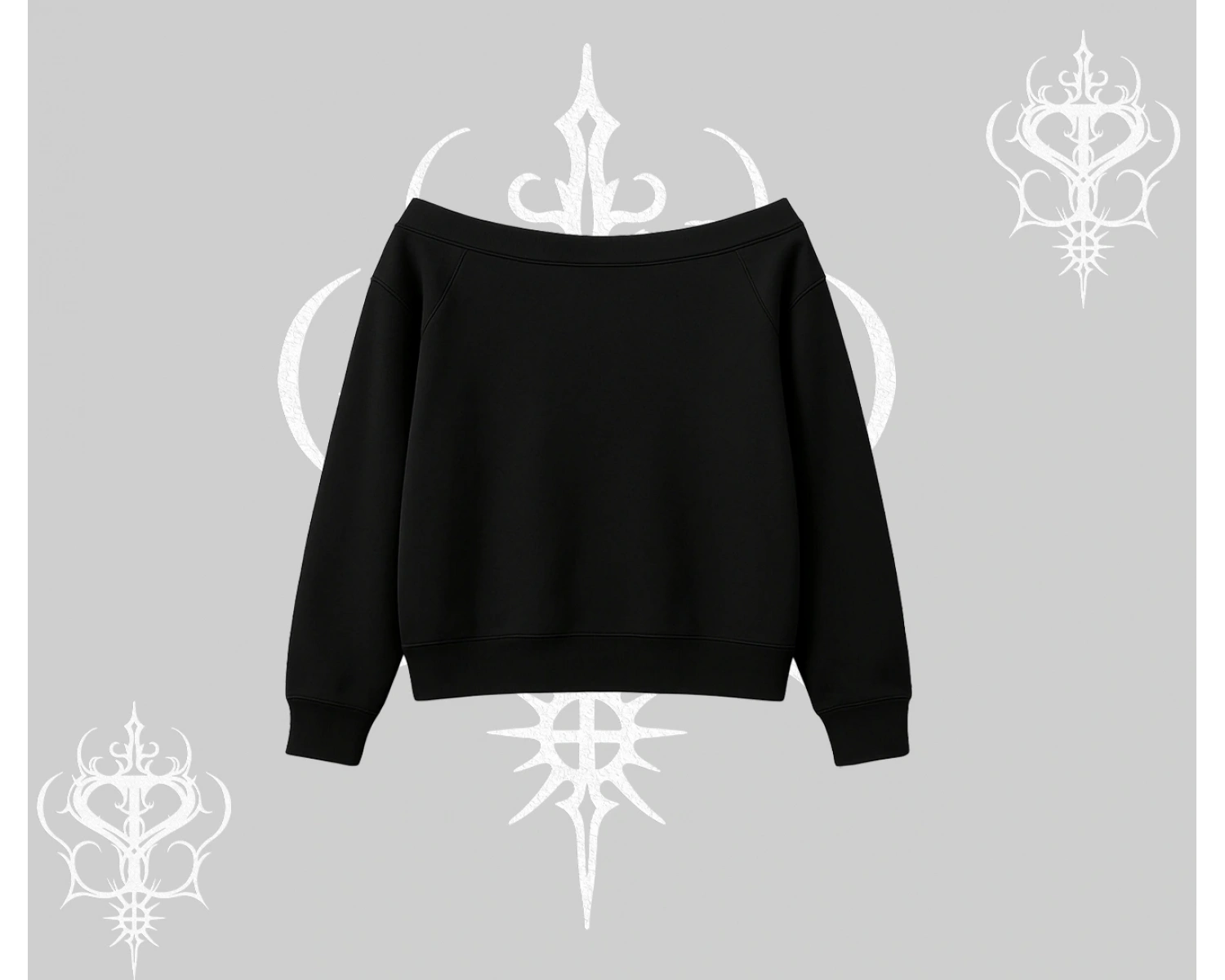 Beyaz Kayık Yaka Sweatshirt Özel logolu