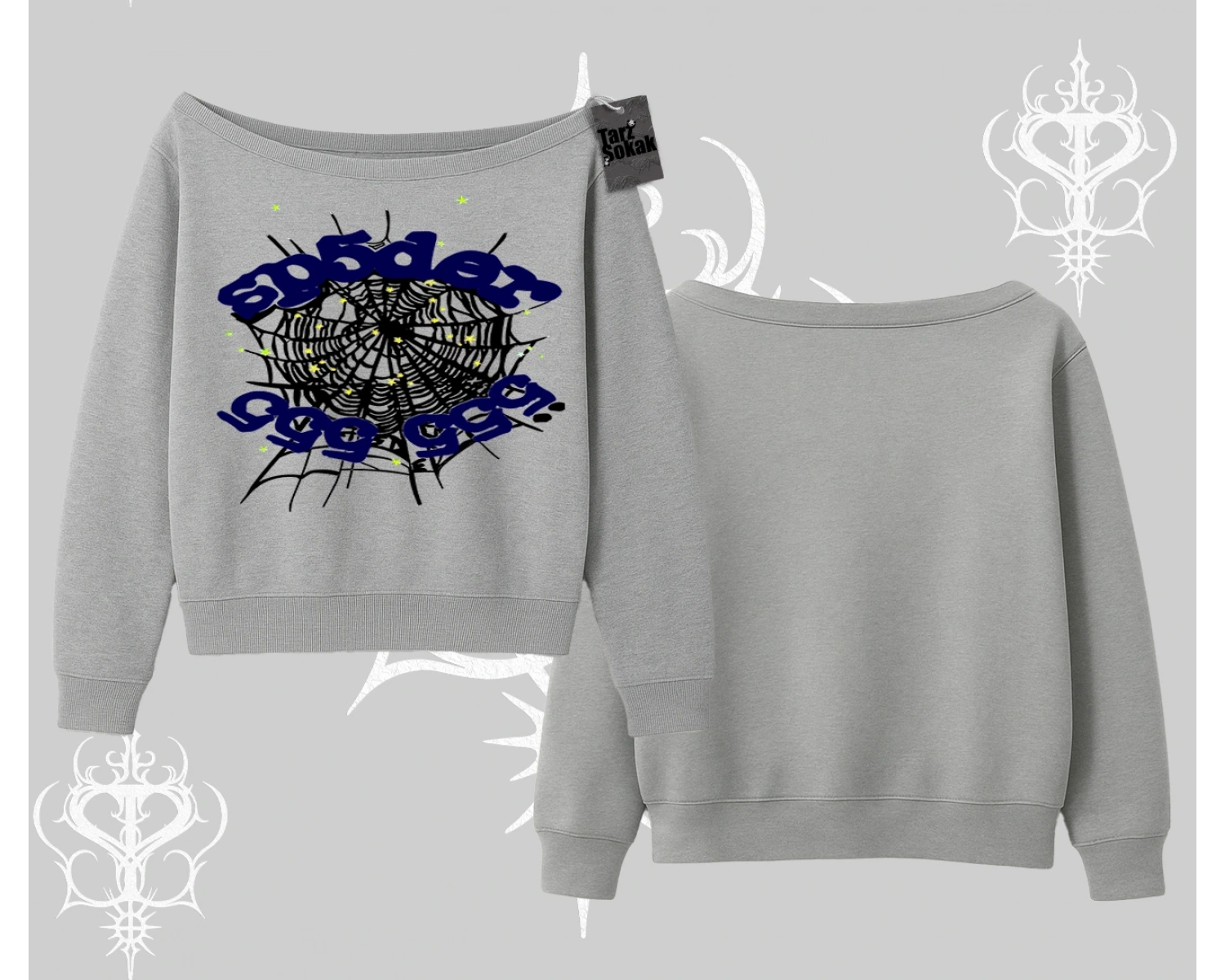 Beyaz Kayık Yaka Sweatshirt Sp55der