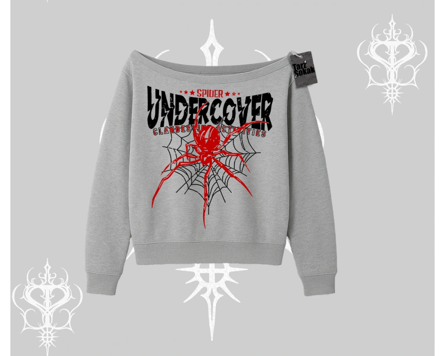 Beyaz Kayık Yaka Sweatshirt Spider Undercover