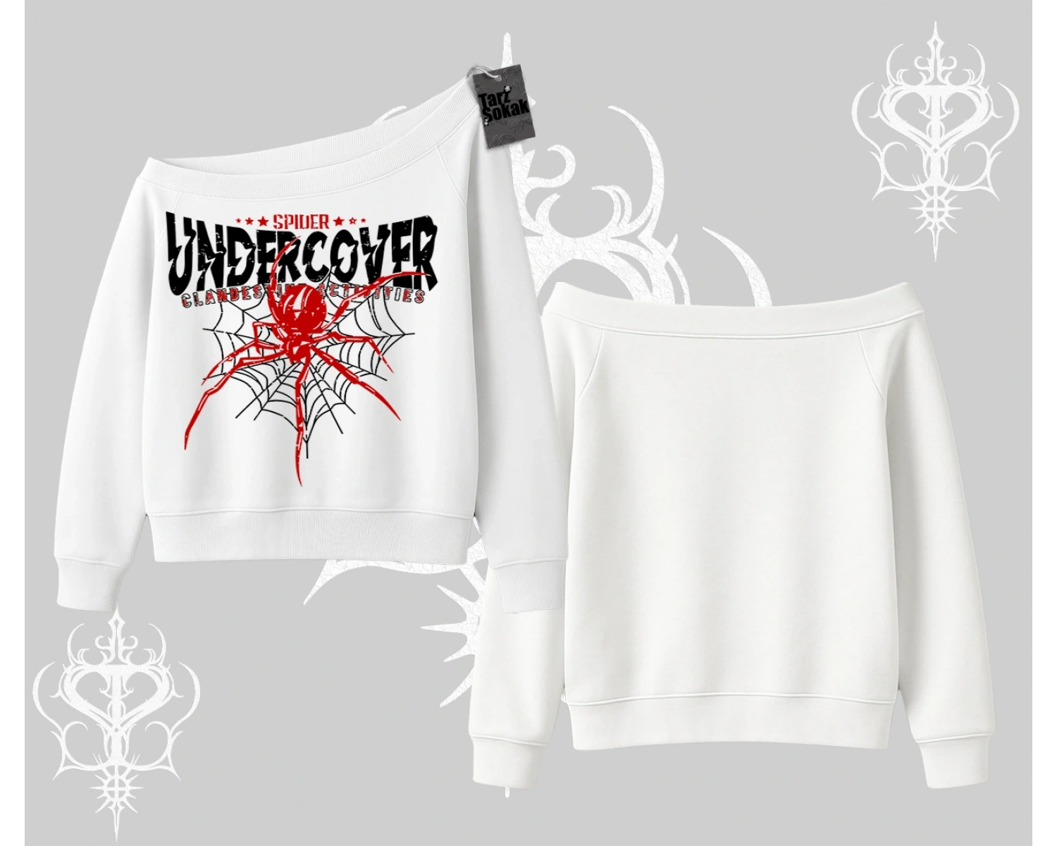 Beyaz Kayık Yaka Sweatshirt Spider Undercover