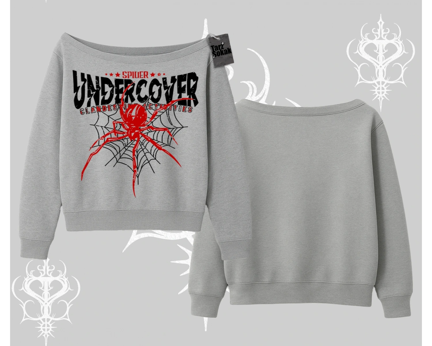 Beyaz Kayık Yaka Sweatshirt Spider Undercover