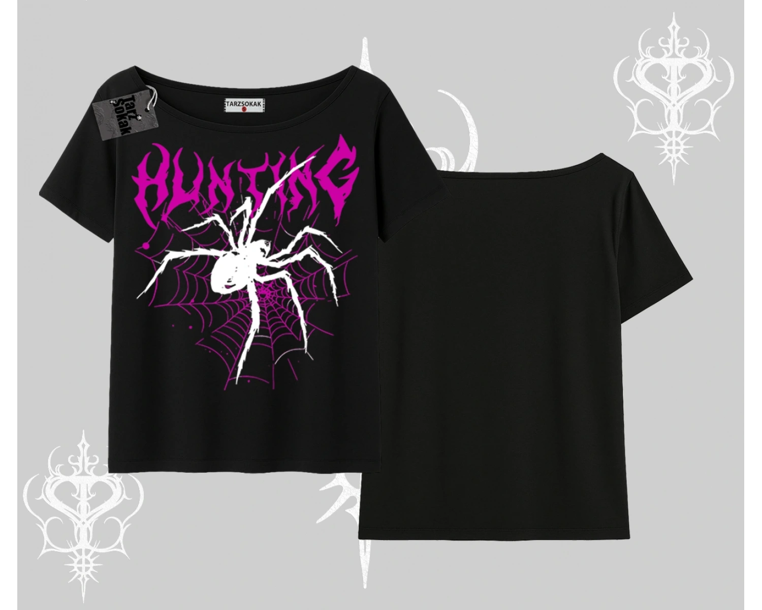 Beyaz Kayık yaka Tişört Autumn Spider