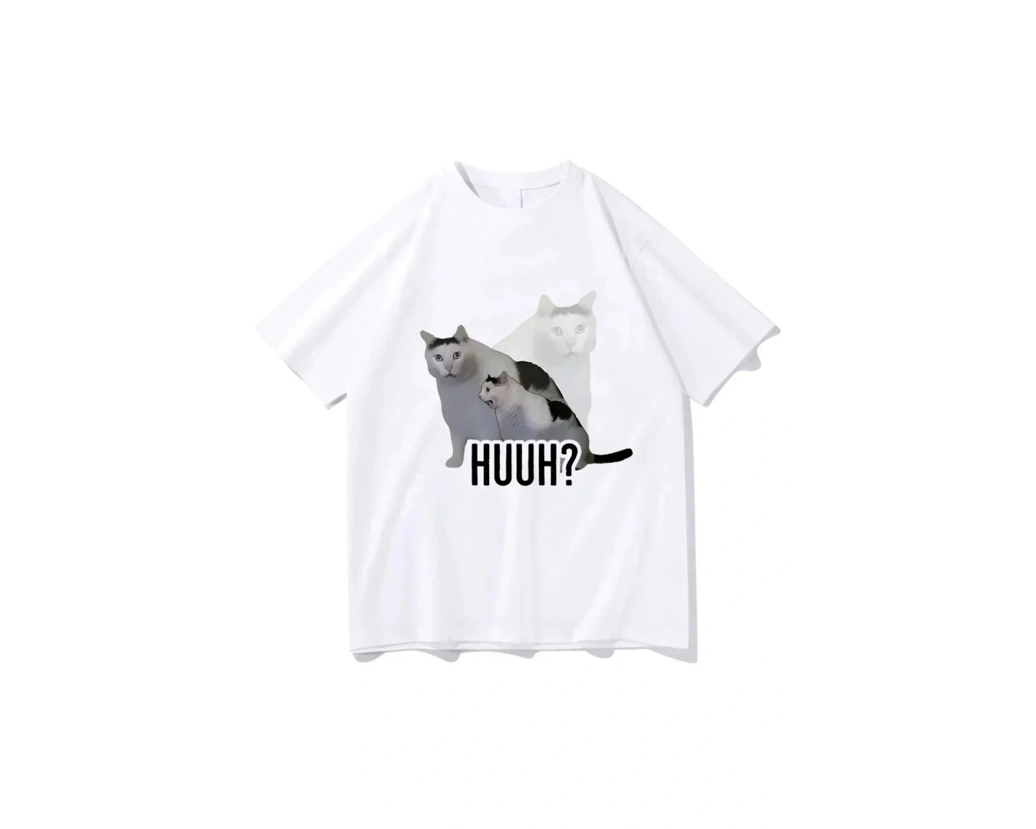Beyaz Kedi Meme Baskı Karikatür Grafik Baskı Yaz Tees Tops Harajuku