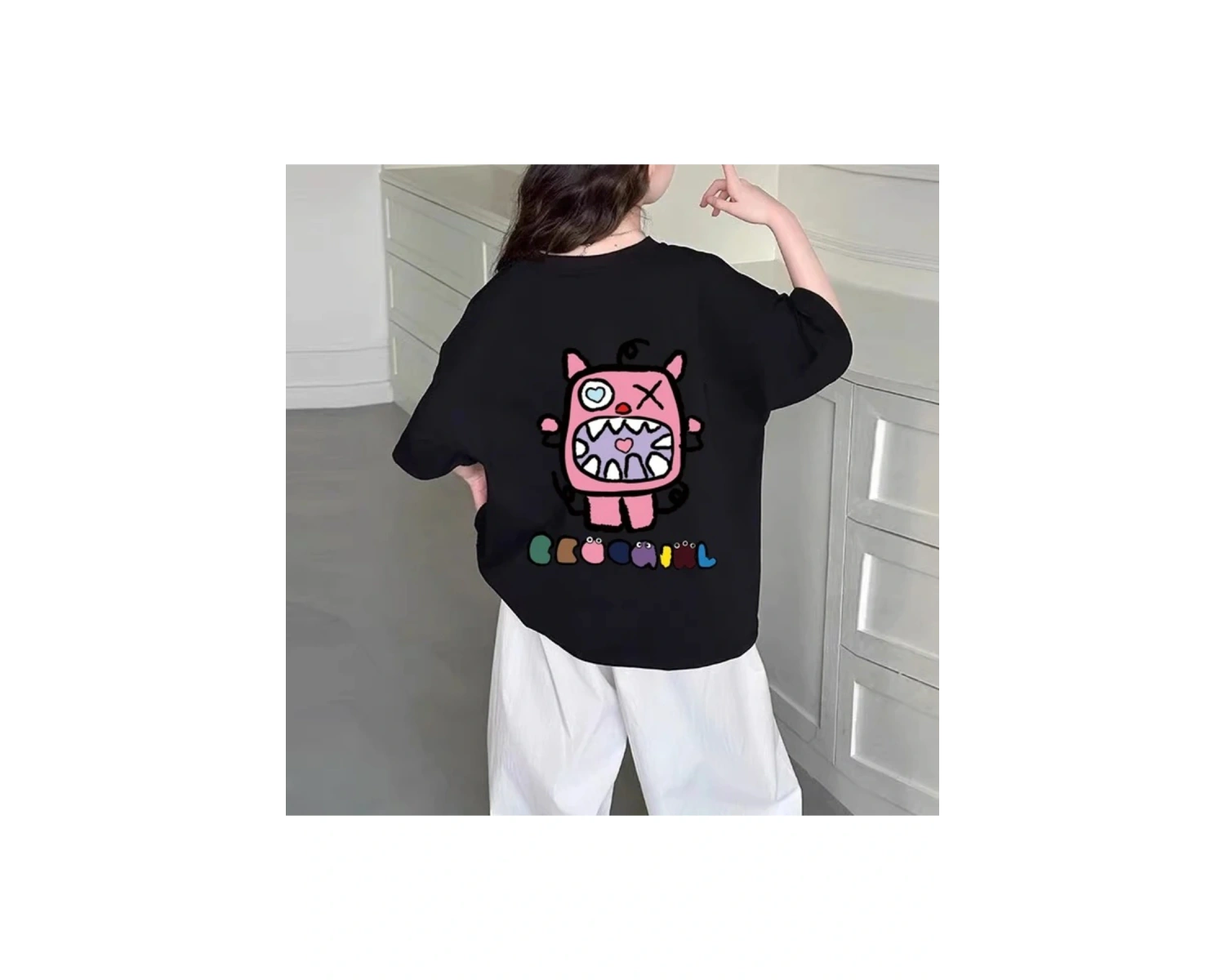 Beyaz Kedi Meme Baskı Karikatür Grafik Baskı Yaz Tees Tops Harajuku