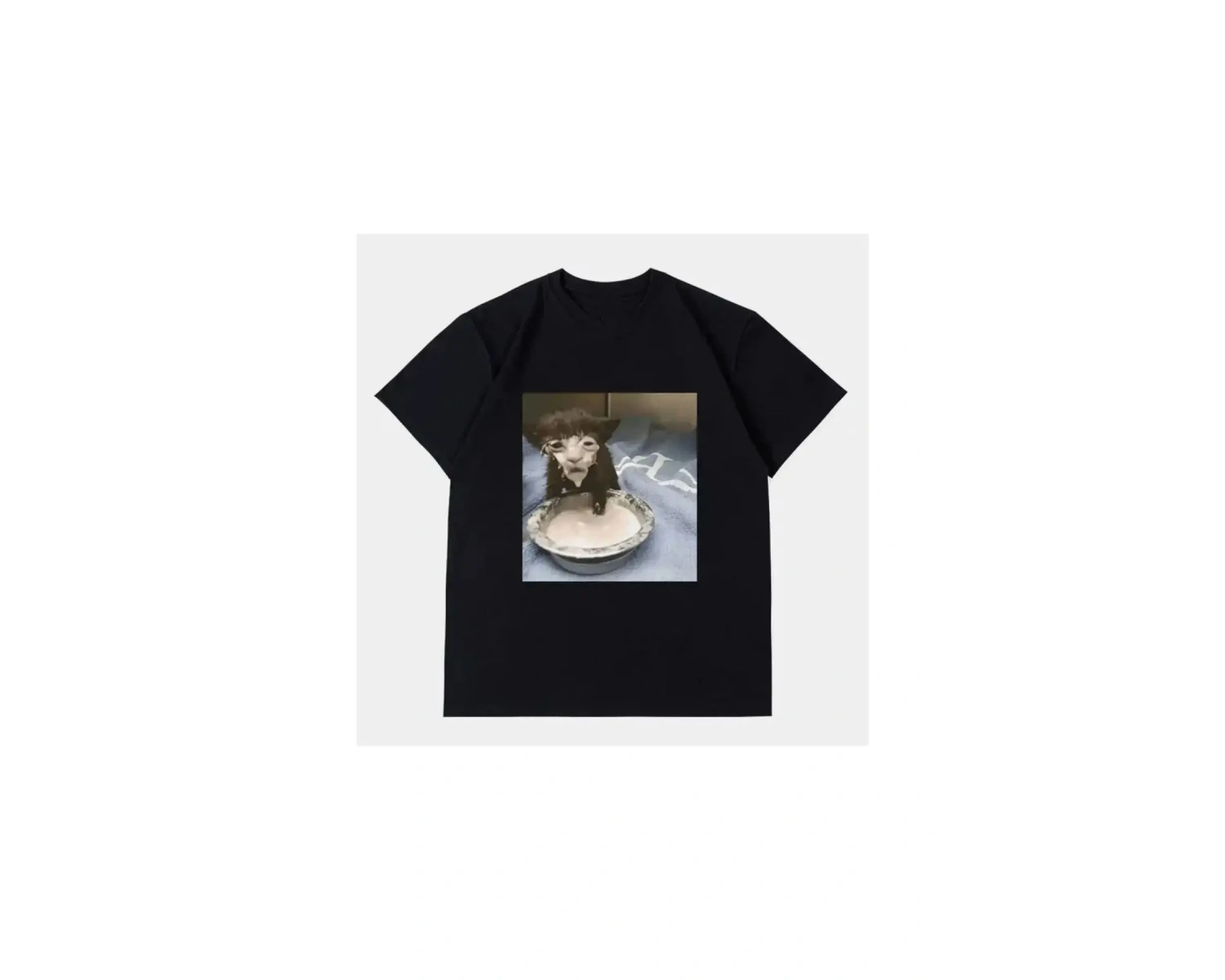 Beyaz Kedi ve UFO Baskılı Bisiklet Yaka , İlkbahar ve Yaz İçin Günlük , Kadı