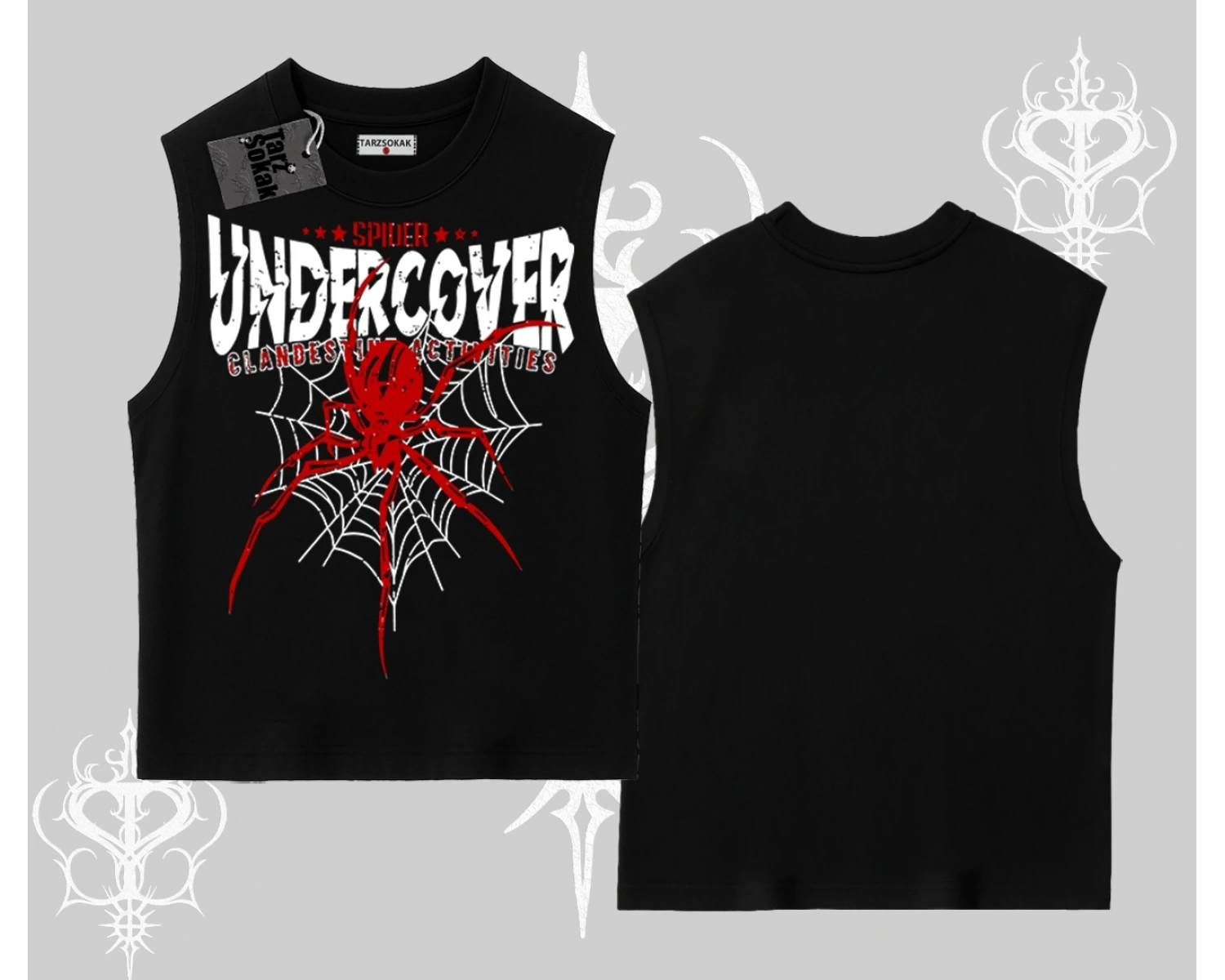 Beyaz Kolsuz Tişört Spider Undercover