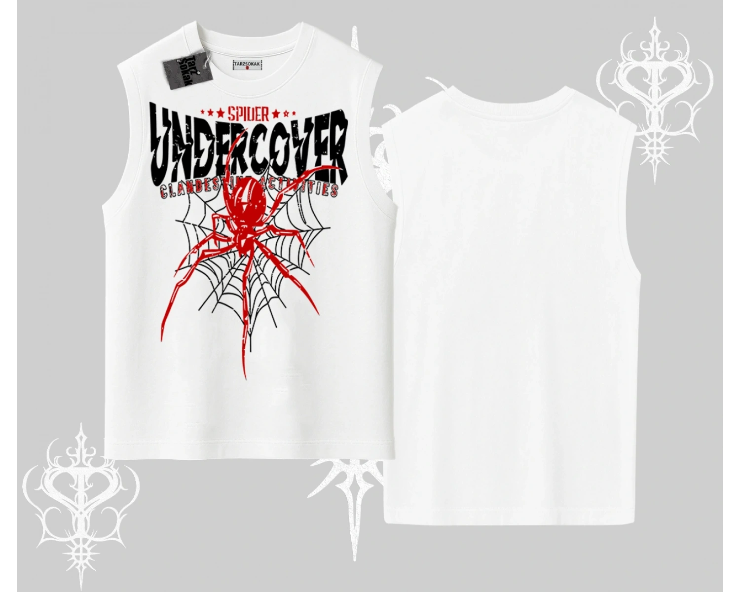 Beyaz Kolsuz Tişört Spider Undercover