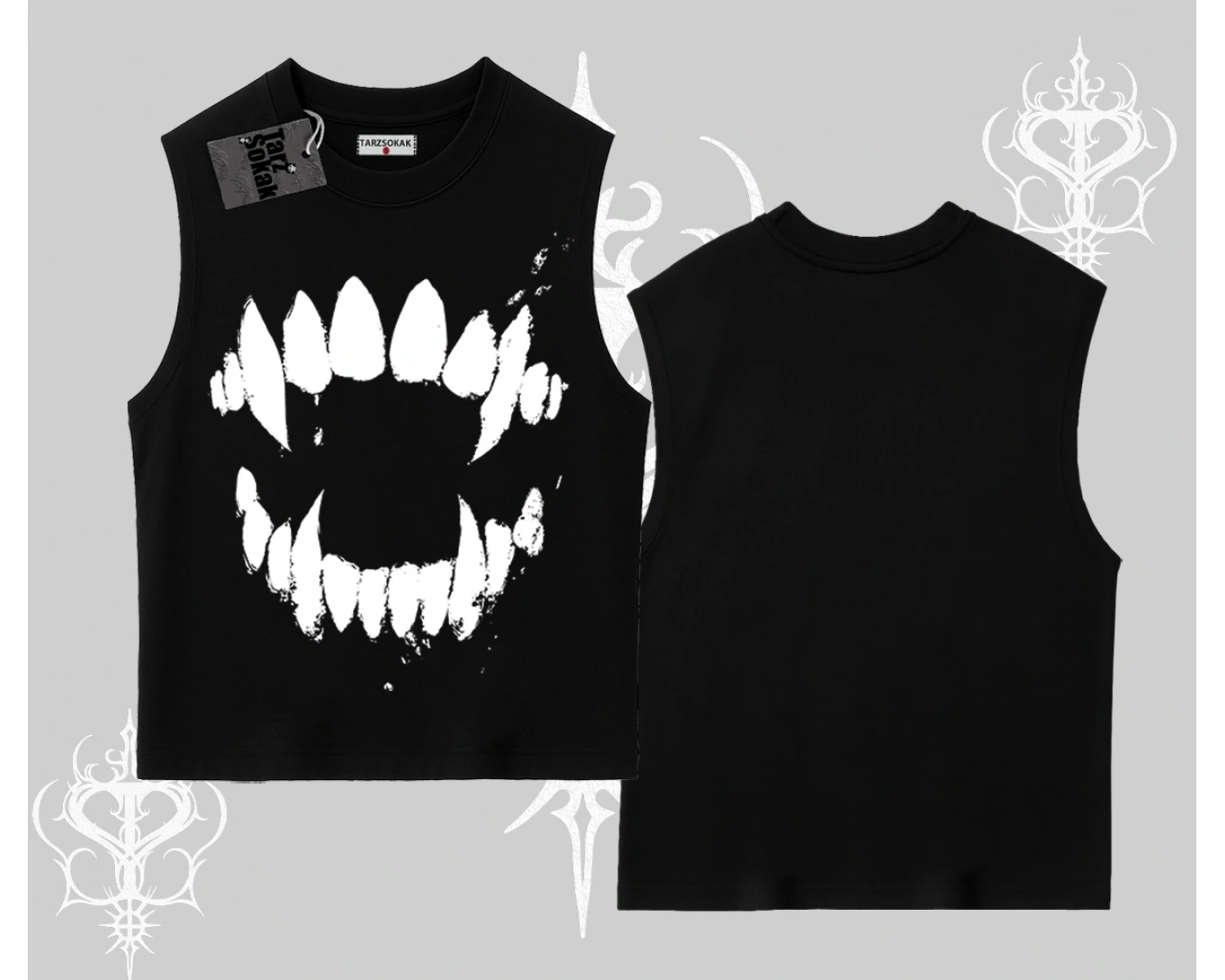 Beyaz Kolsuz Tişört Vampir Dış