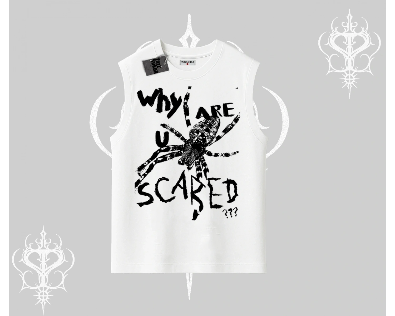 Beyaz Kolsuz Tişört Why are u Scared