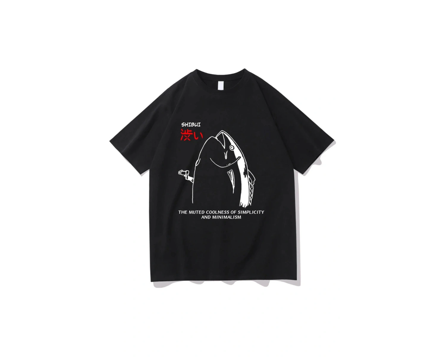 Beyaz Komik Japon Balık Silah Tshirt,/ Harajuku Kawaii i Yaz Üstleri