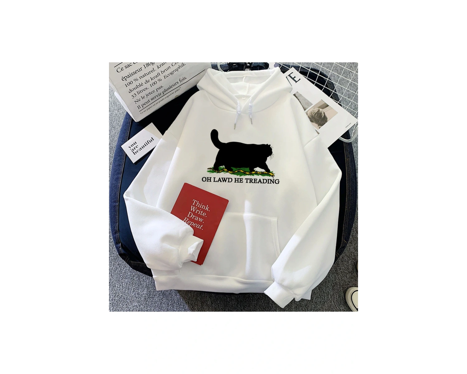 Beyaz Komik kediHoodies Oh Lawd o Treading i rahat rahat U